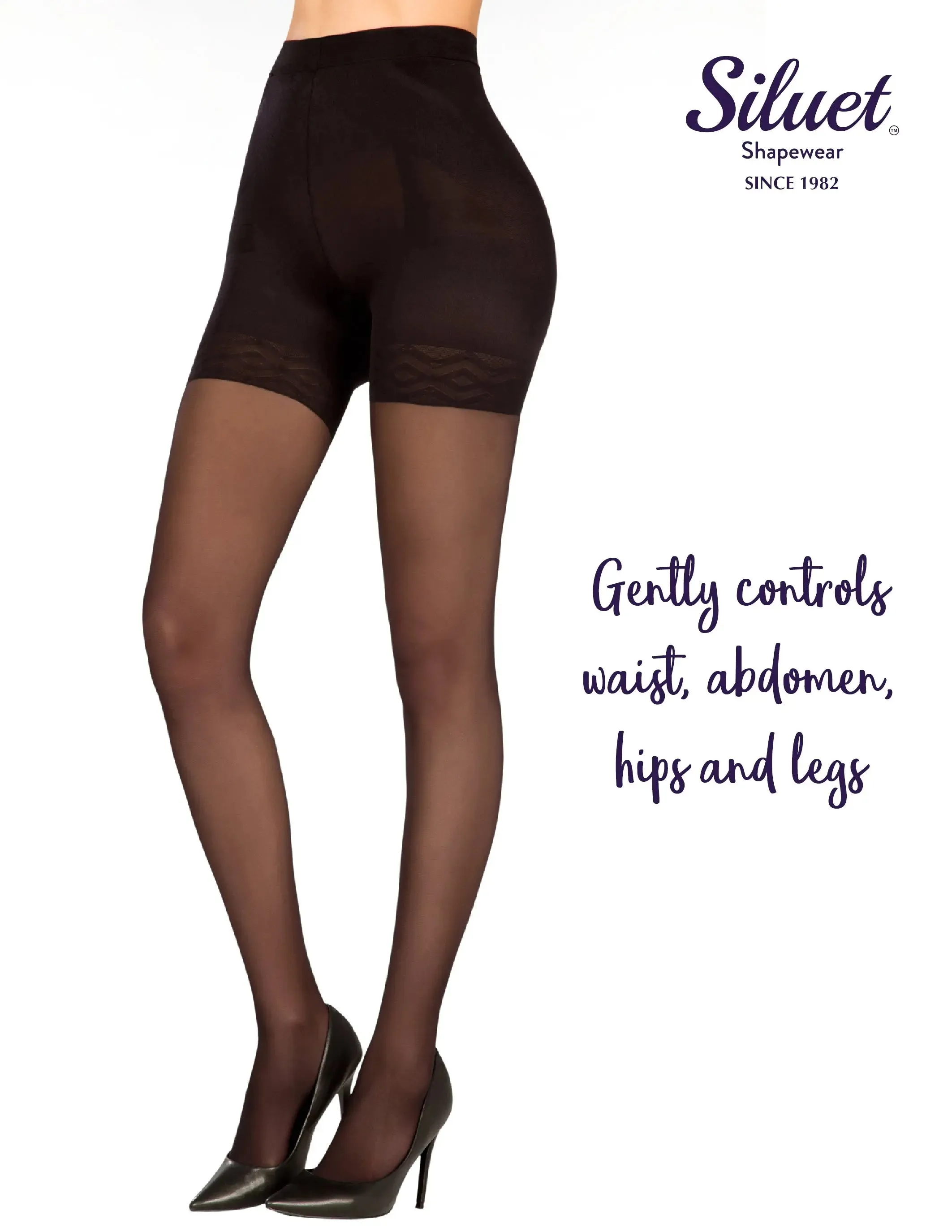 1T1139 High-Waist Shaping Pantyhose – Slimming Control Tights with Sheer Finish