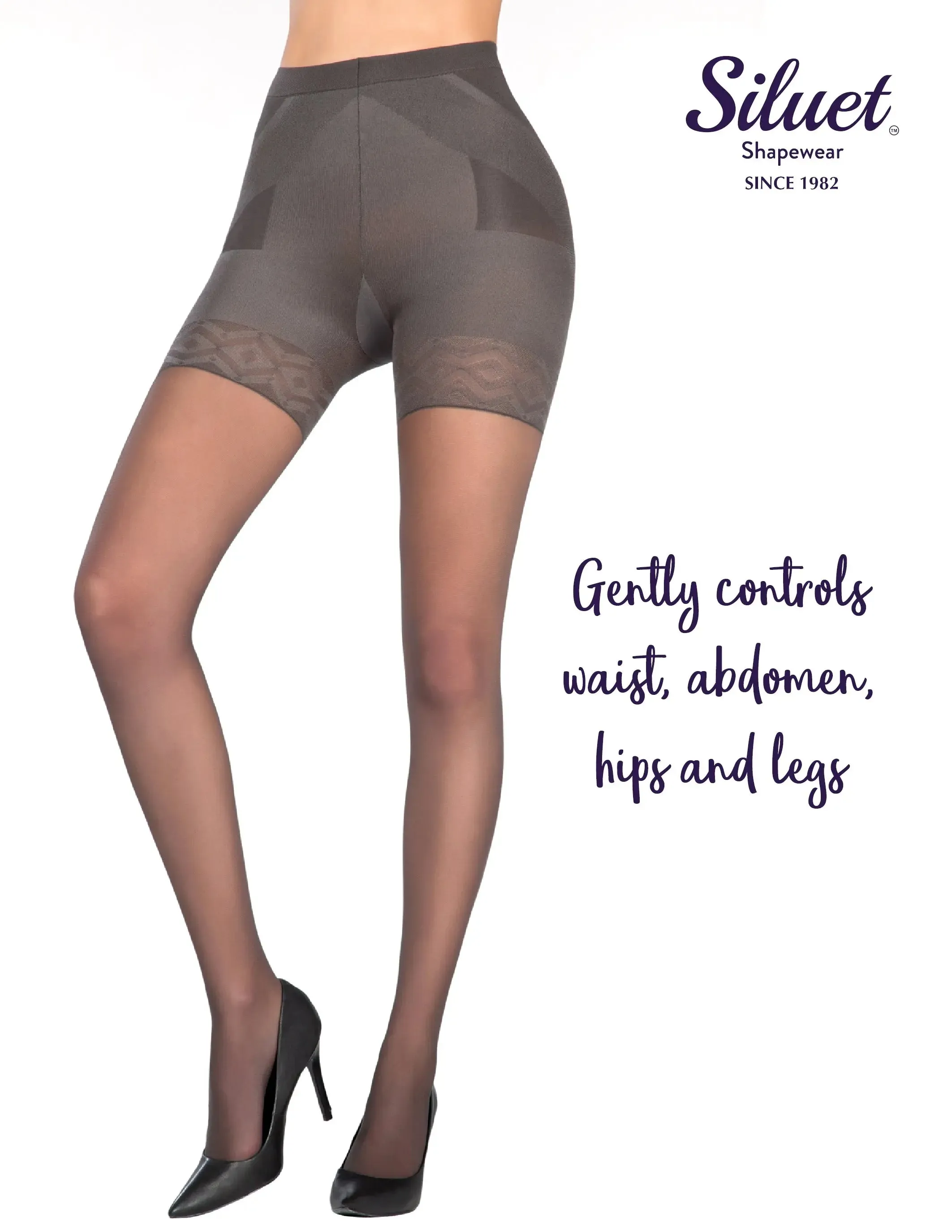 1T1139 High-Waist Shaping Pantyhose – Slimming Control Tights with Sheer Finish