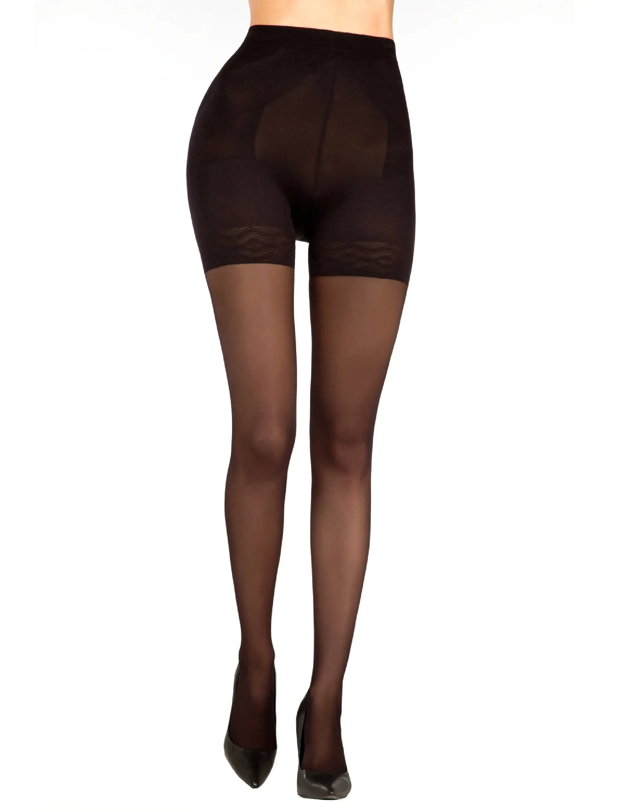 1T1139 High-Waist Shaping Pantyhose – Slimming Control Tights with Sheer Finish