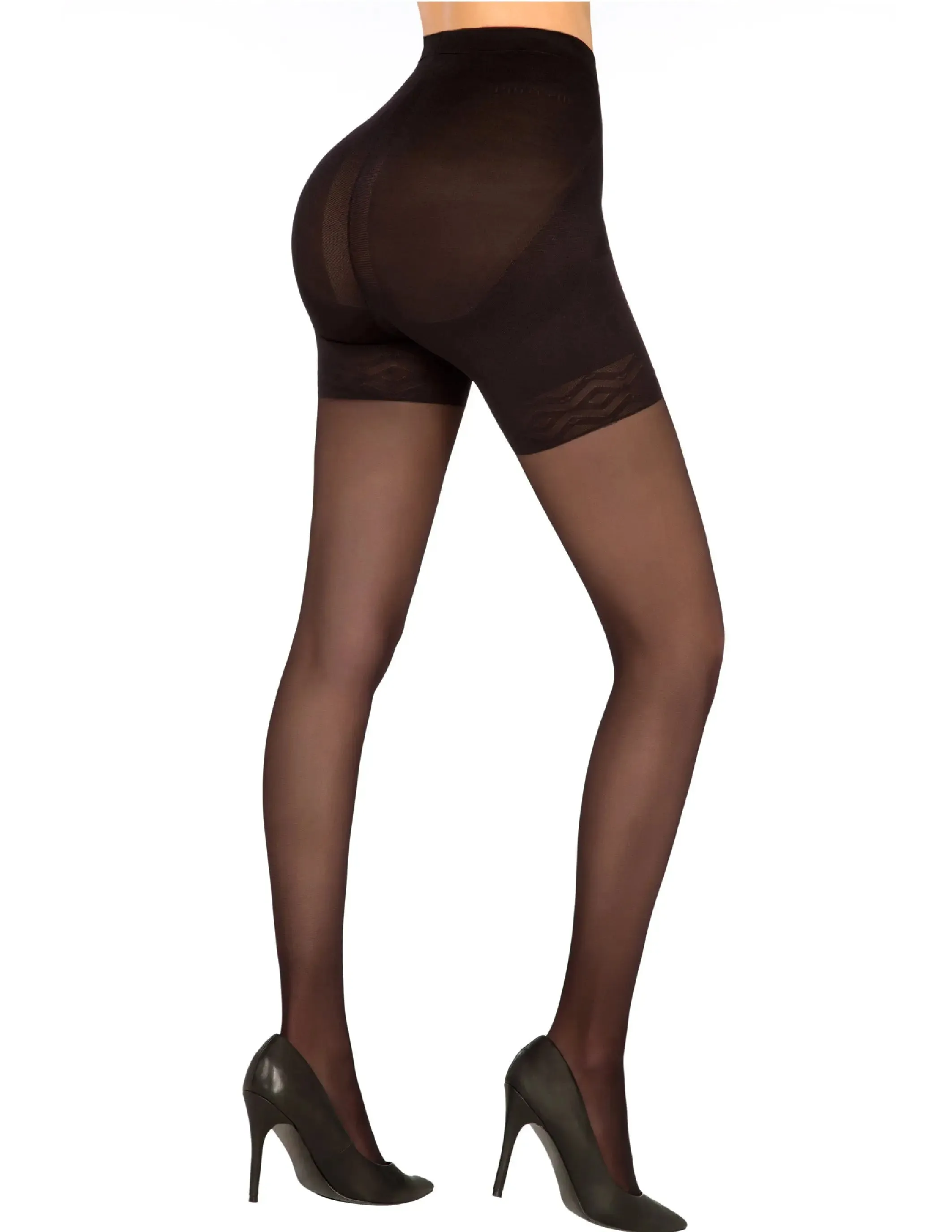 1T1139 High-Waist Shaping Pantyhose – Slimming Control Tights with Sheer Finish