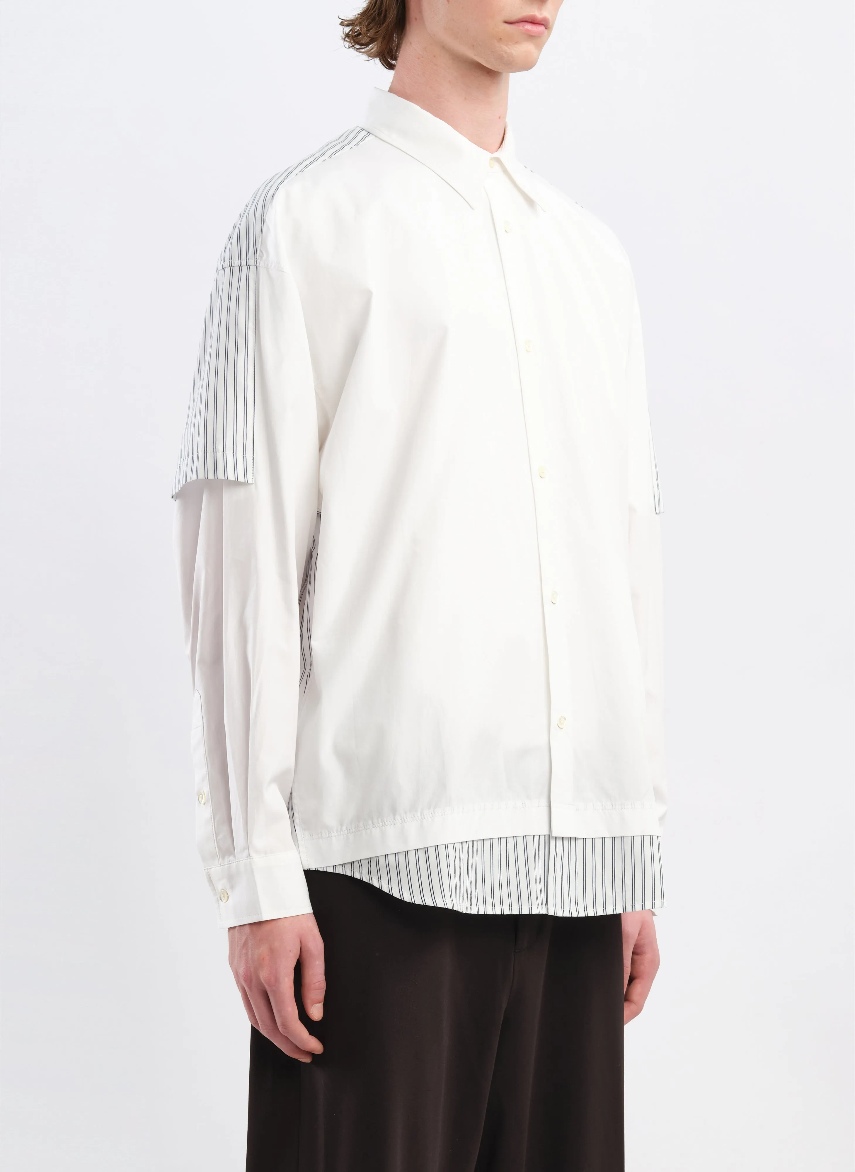 60s Cotton typewriter Blocking Shirt