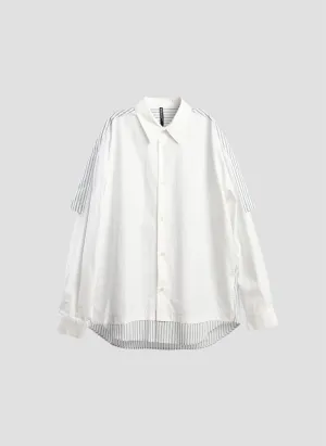 60s Cotton typewriter Blocking Shirt