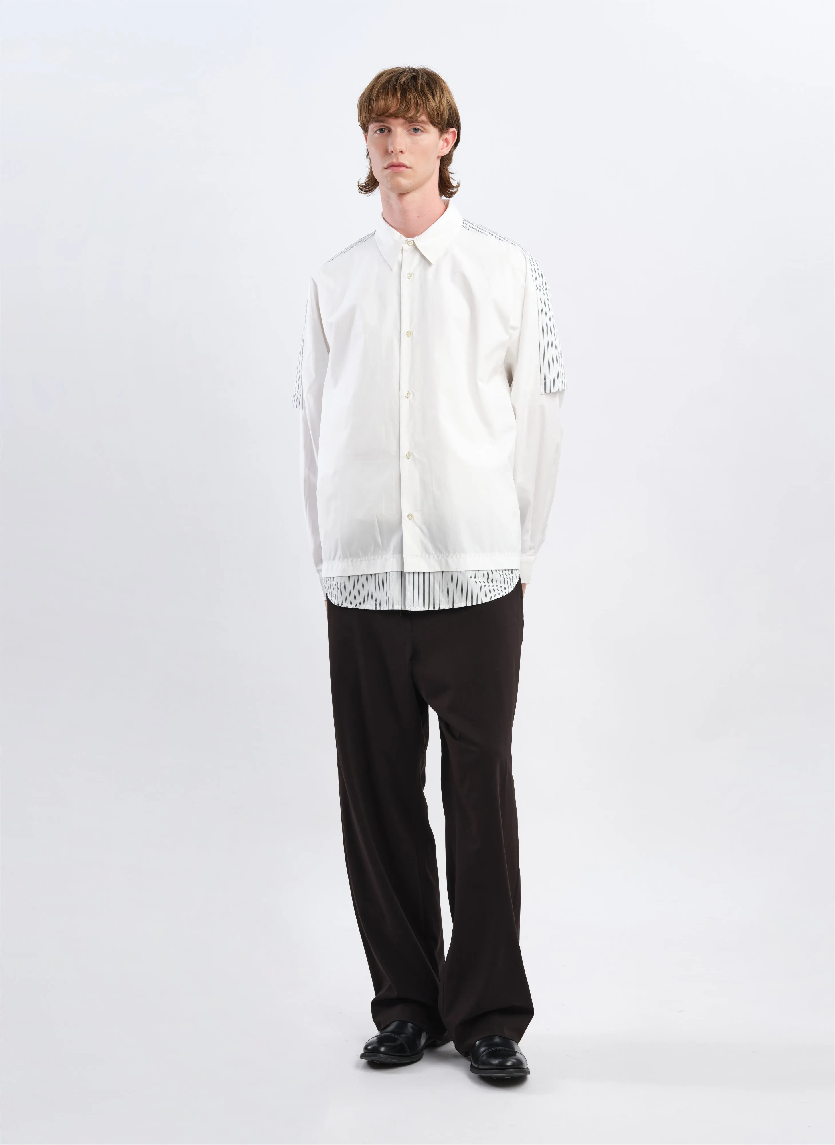 60s Cotton typewriter Blocking Shirt