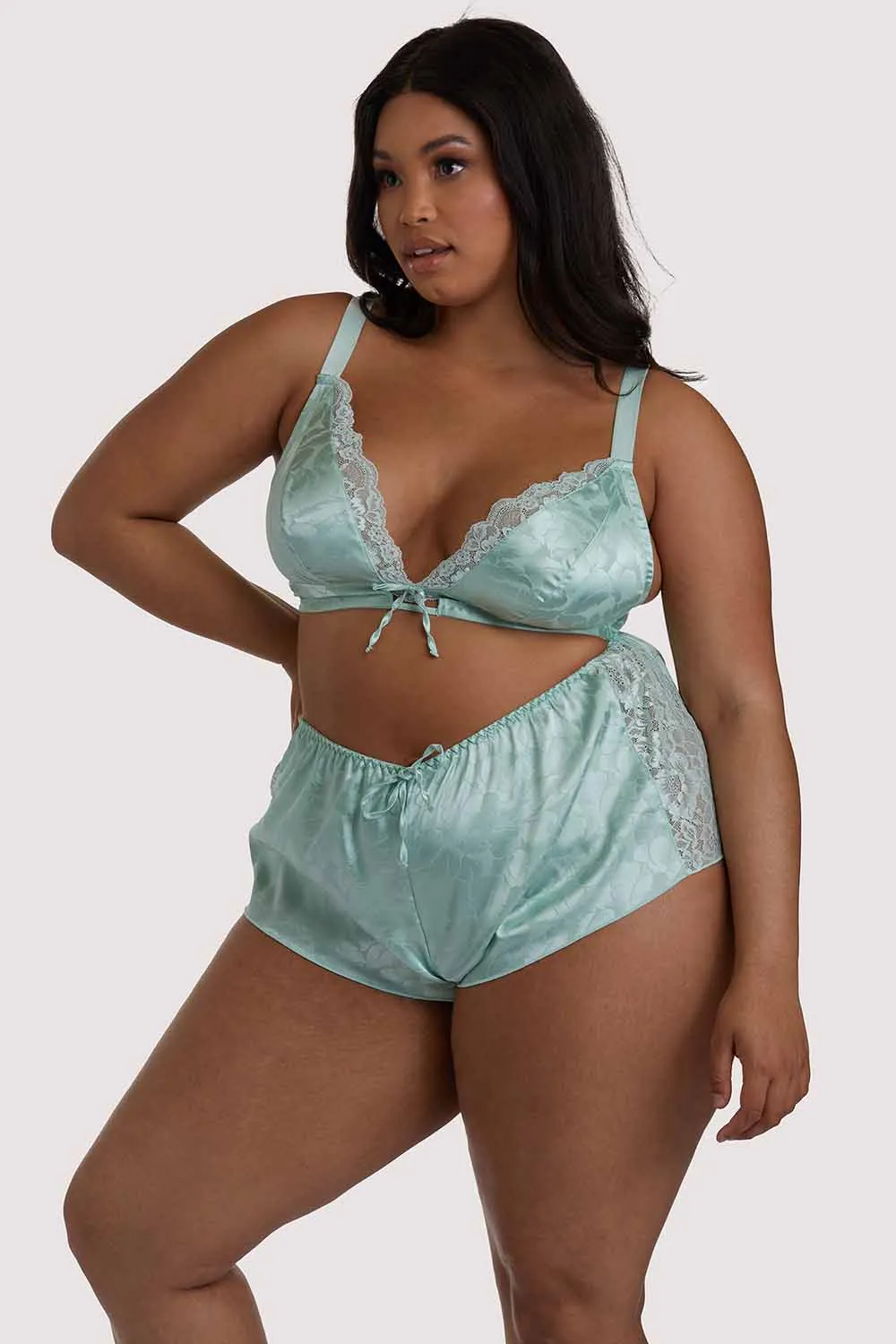 Annabelle Jaquard Mint Triangle Bra & Shorts