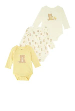 Baby Boys 0-9M Bear Graphic Bodysuits 3 Pack