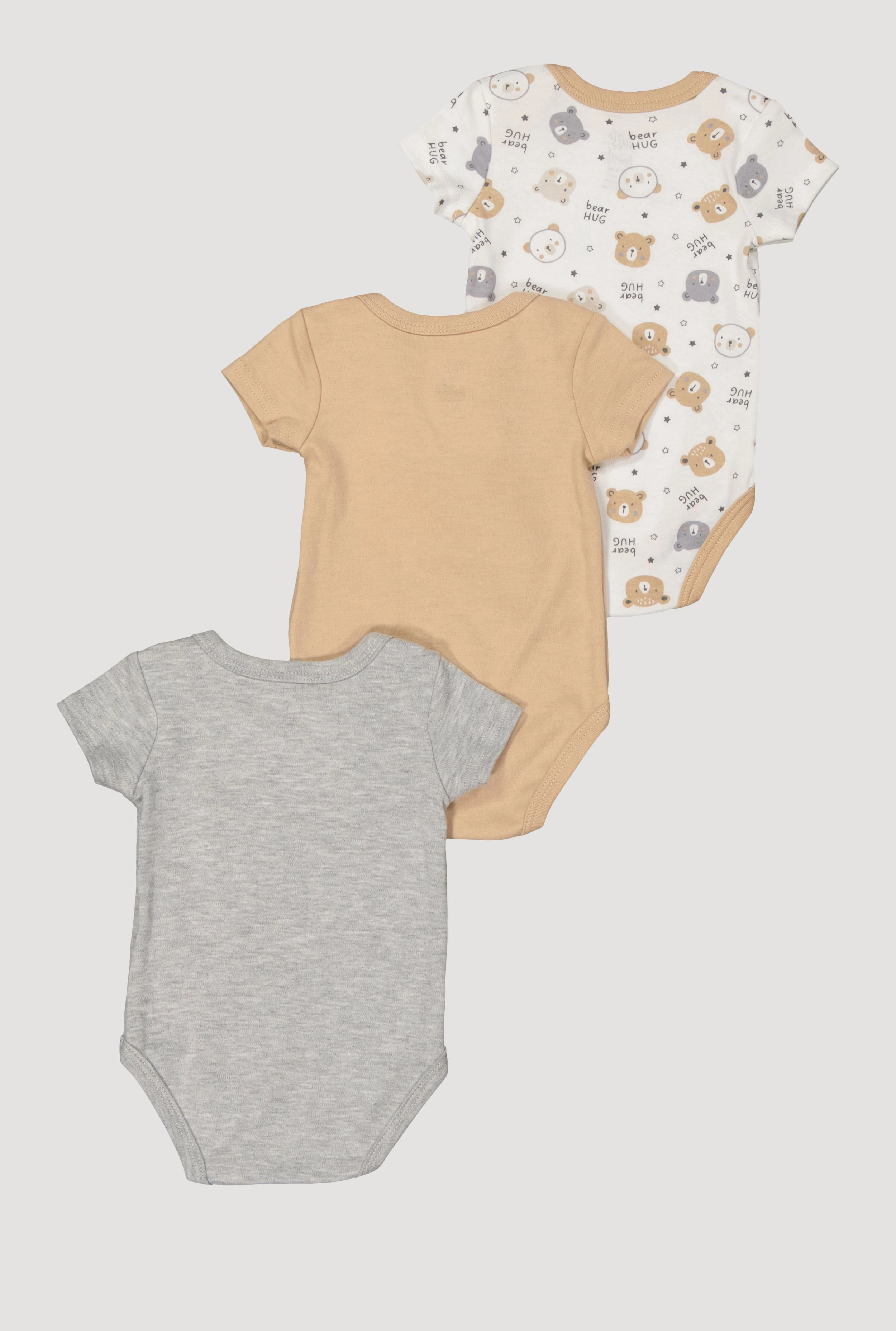 Baby Boys 0-9M Bear Hugs Chenille Patch Bodysuits 3 Pack