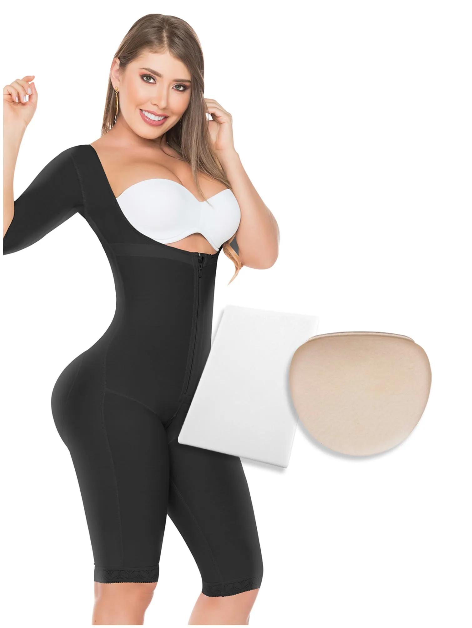 Be Shapy | Salome 0525 Postperative Colombian Fajas   Liposuction Board | Shapewear after Surgery with Sleeves