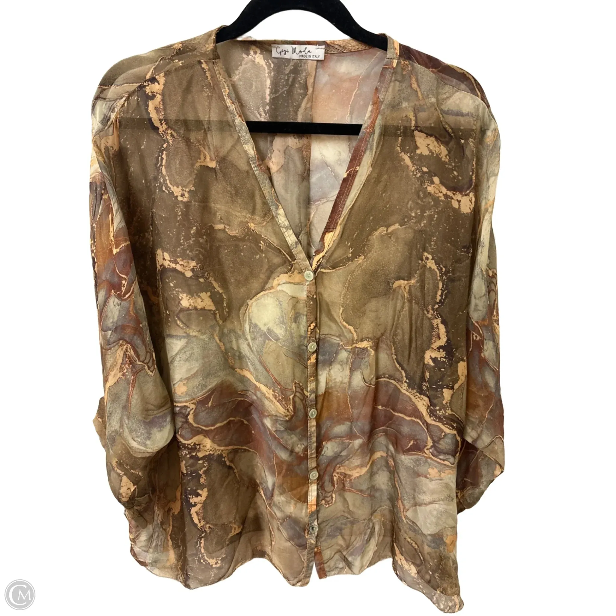 Blouse Long Sleeve By Clothes Mentor In Green, Size: L