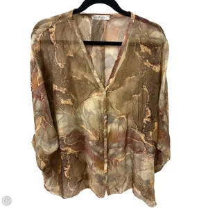 Blouse Long Sleeve By Clothes Mentor In Green, Size: L