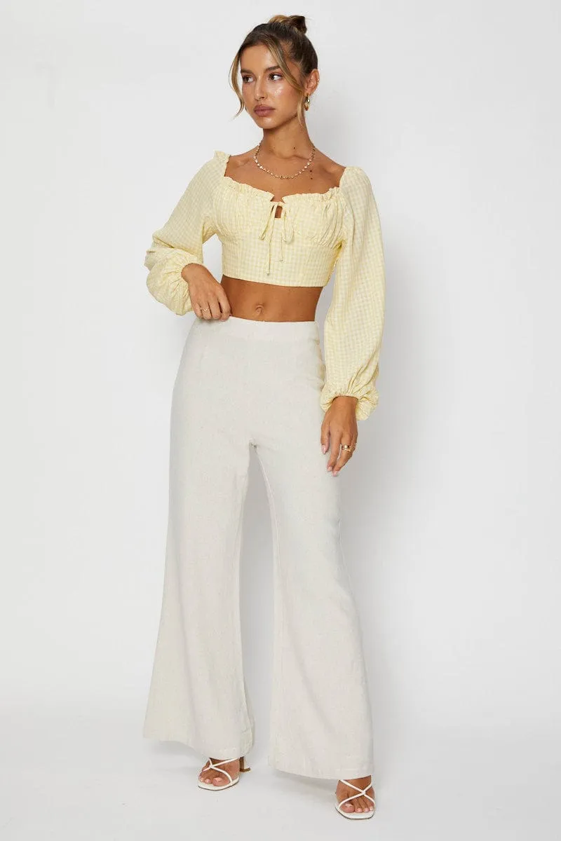 Check Crop Top Long Sleeve