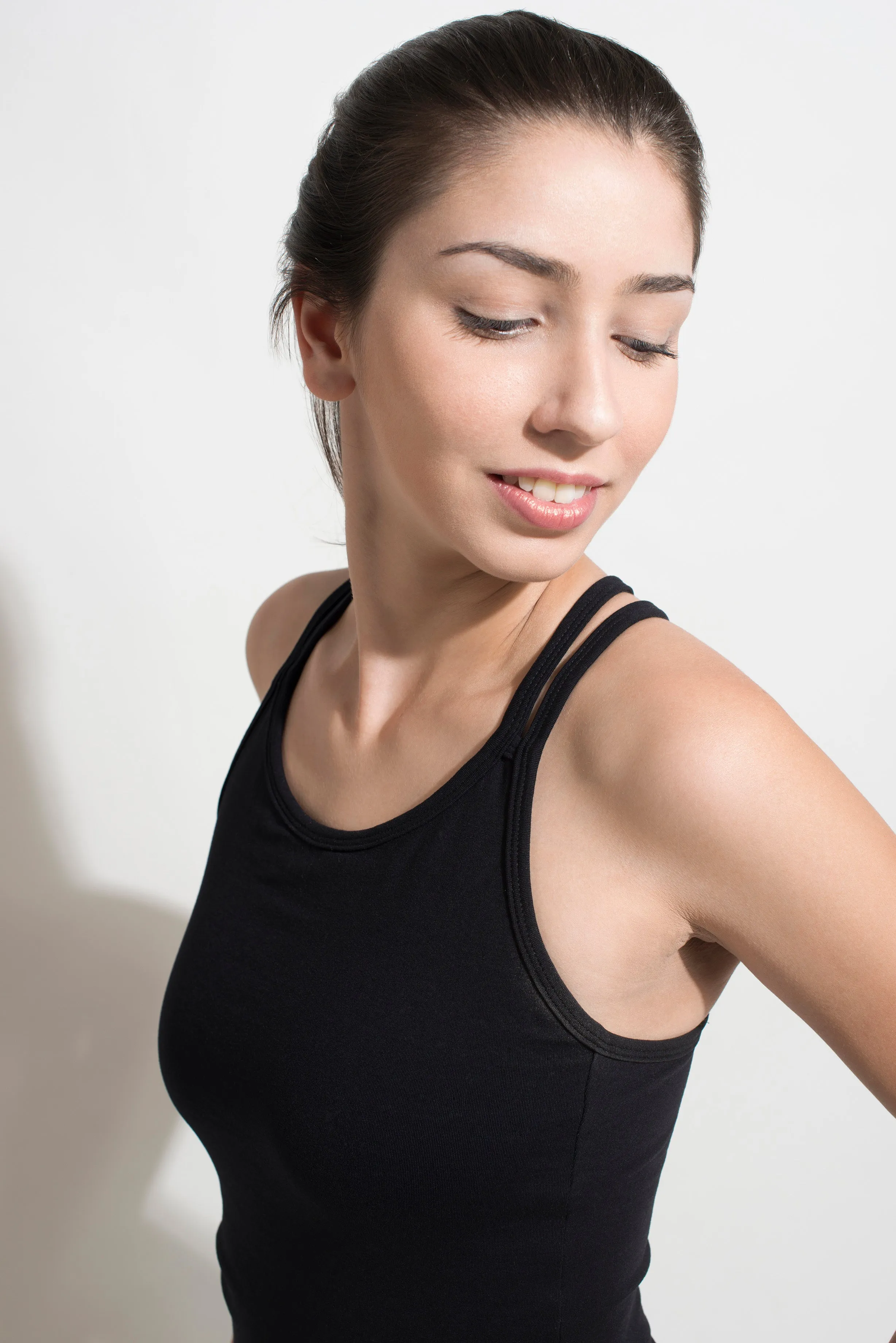 Double Cross Tank Top, Black Supplex