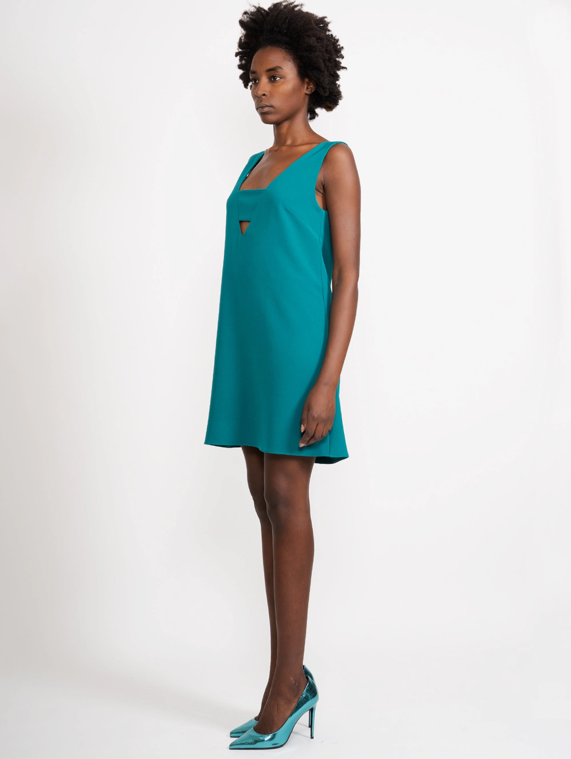 Dress with Petrol Cut Out Detail