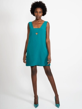 Dress with Petrol Cut Out Detail