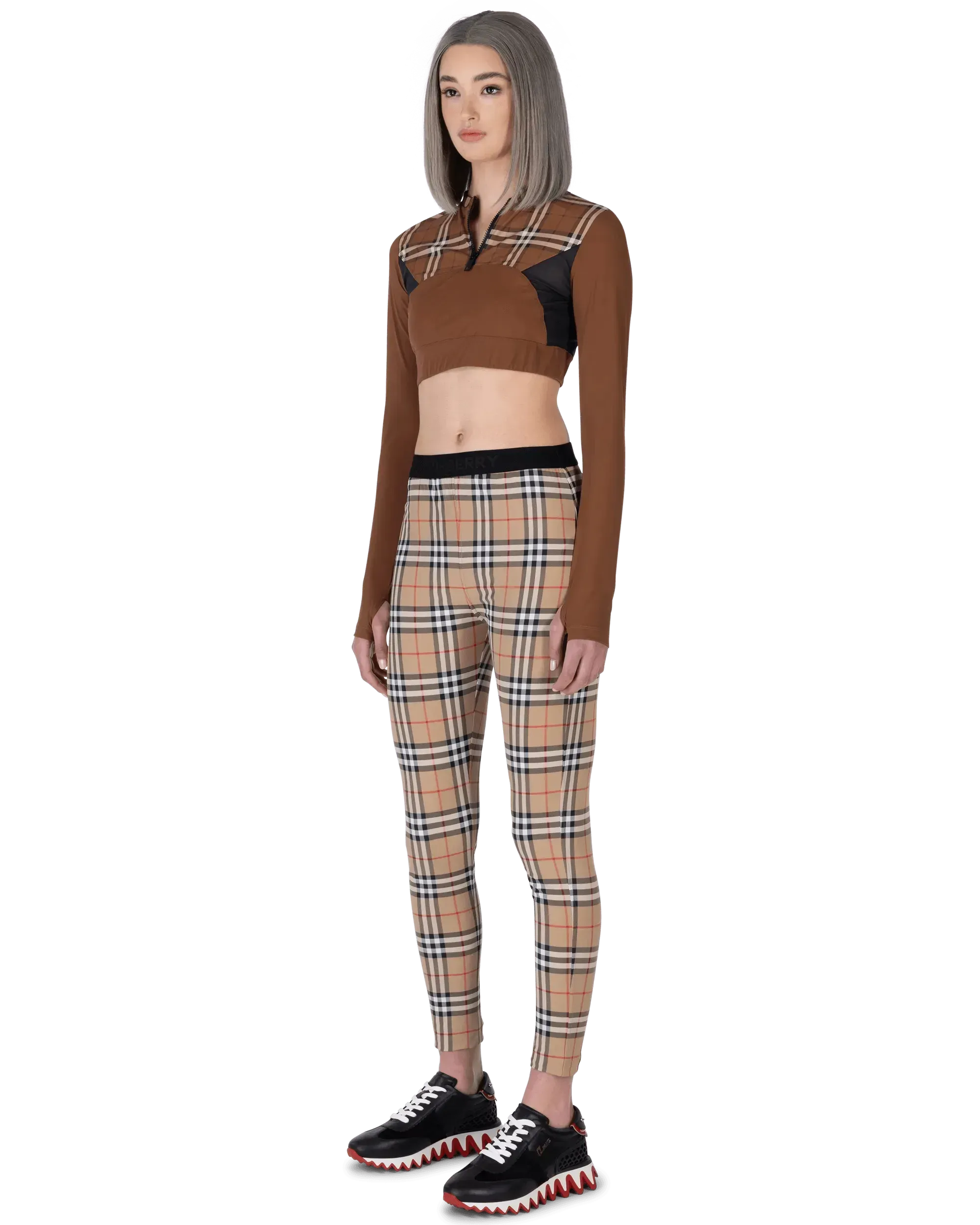 Everley Check Athlete Leisure Long Sleeve Top