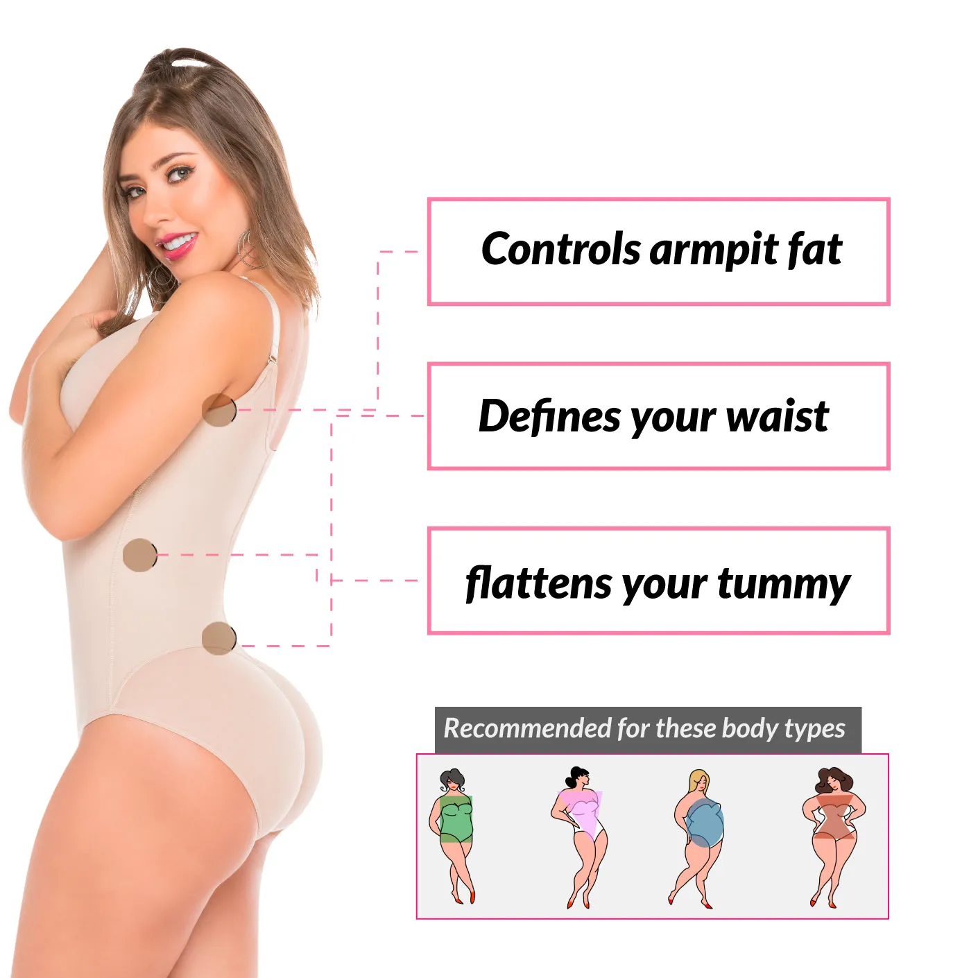 Everyday Use Shapewear for Women Built-in bra & Low Back Body Shaper Fajas Salome 0420