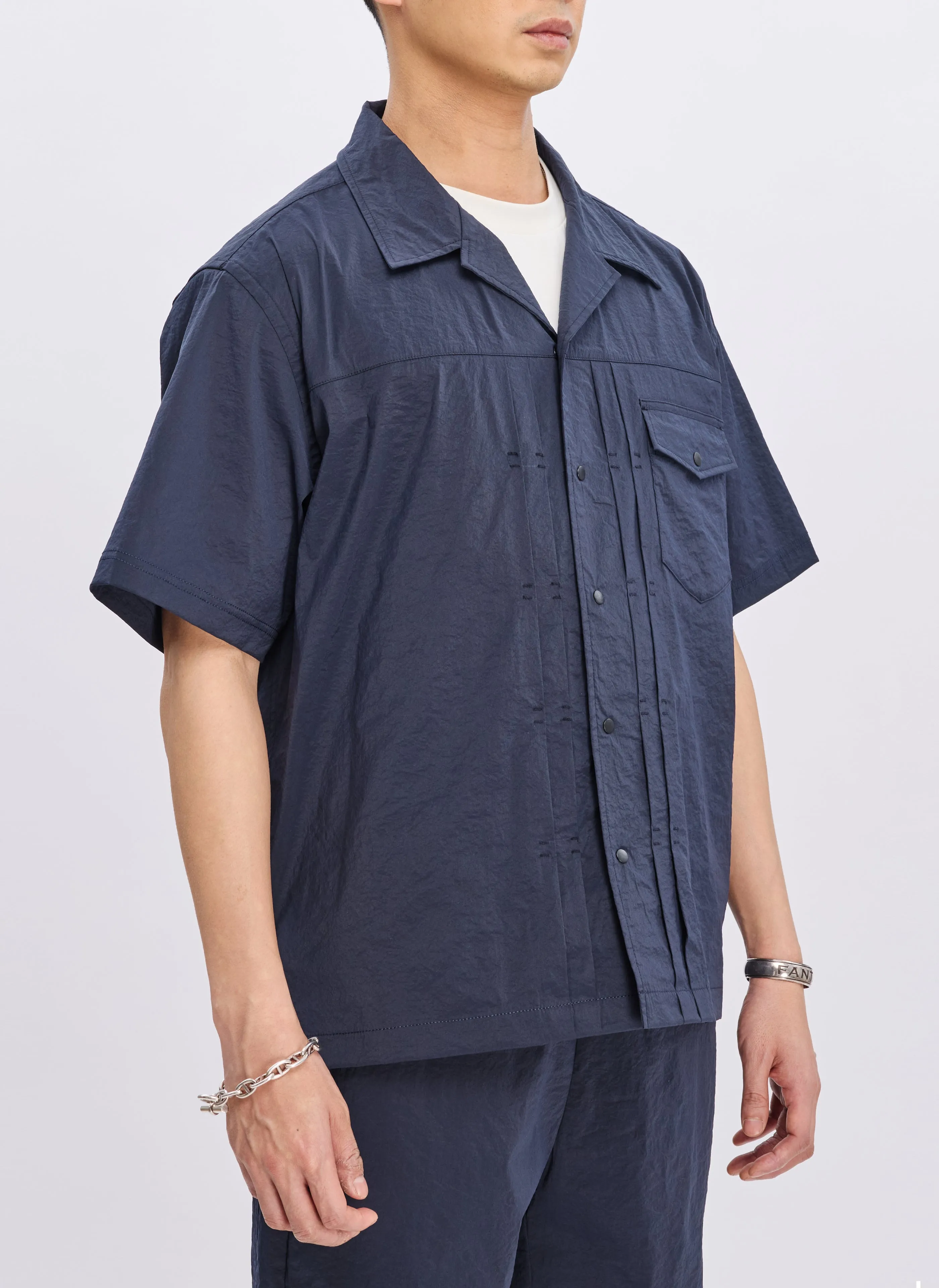 Extra Light Polyester Business Resort Pack Open Collar Shirt
