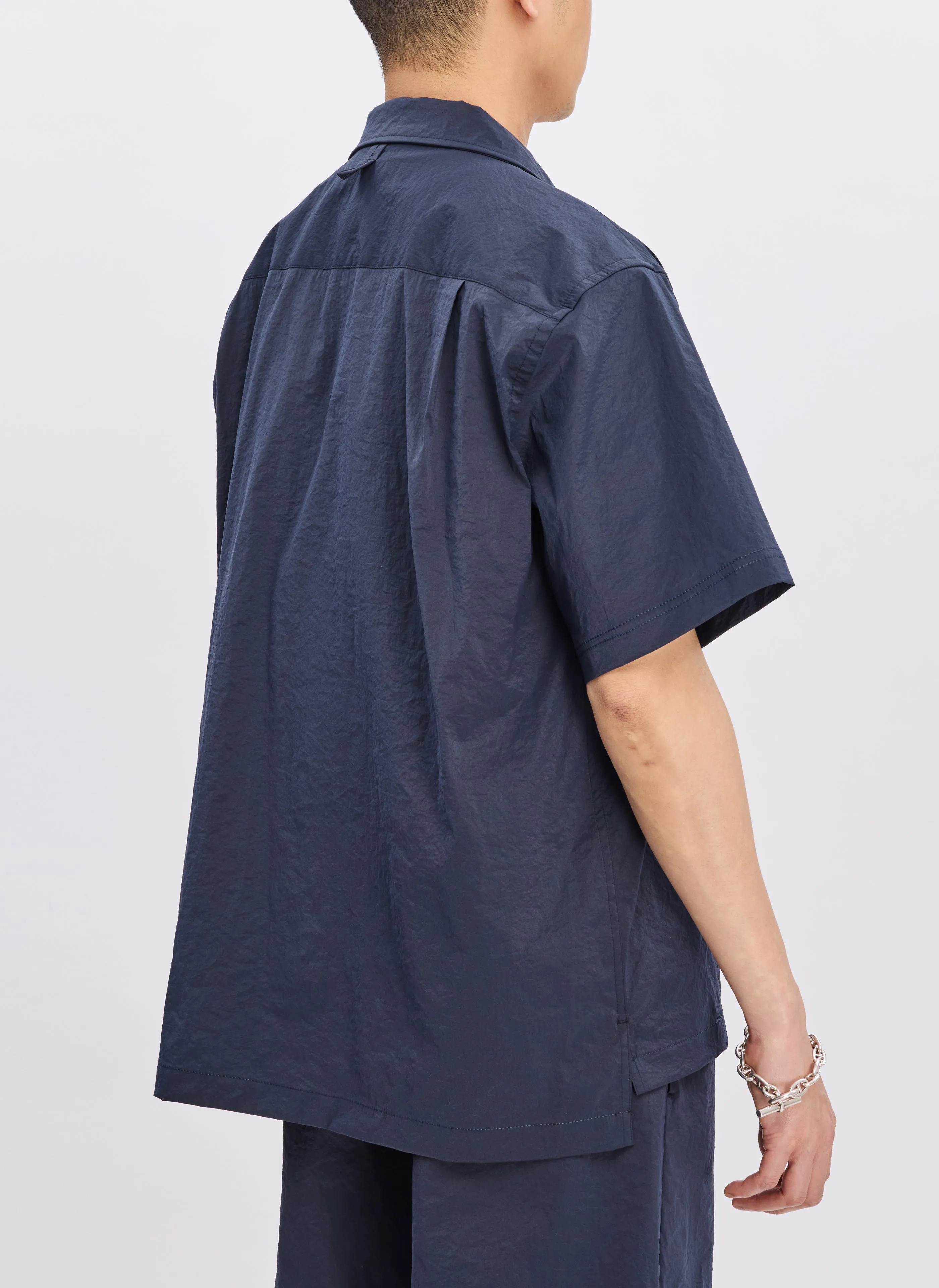Extra Light Polyester Business Resort Pack Open Collar Shirt
