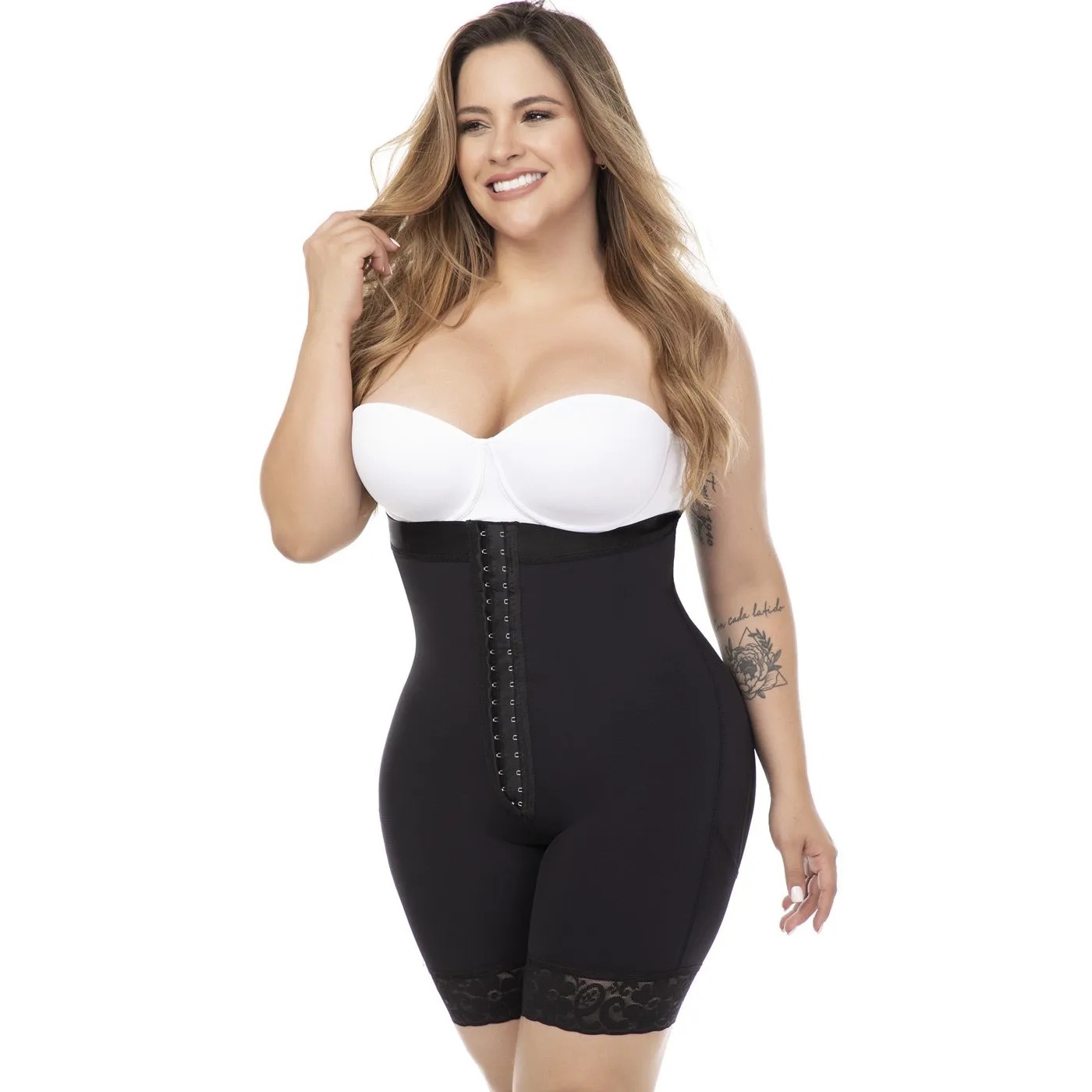 Fajas MariaE FC304 Colombian Daily Use Mid-Thigh Strapless Faja Shapewear Bodysuit | Powernet