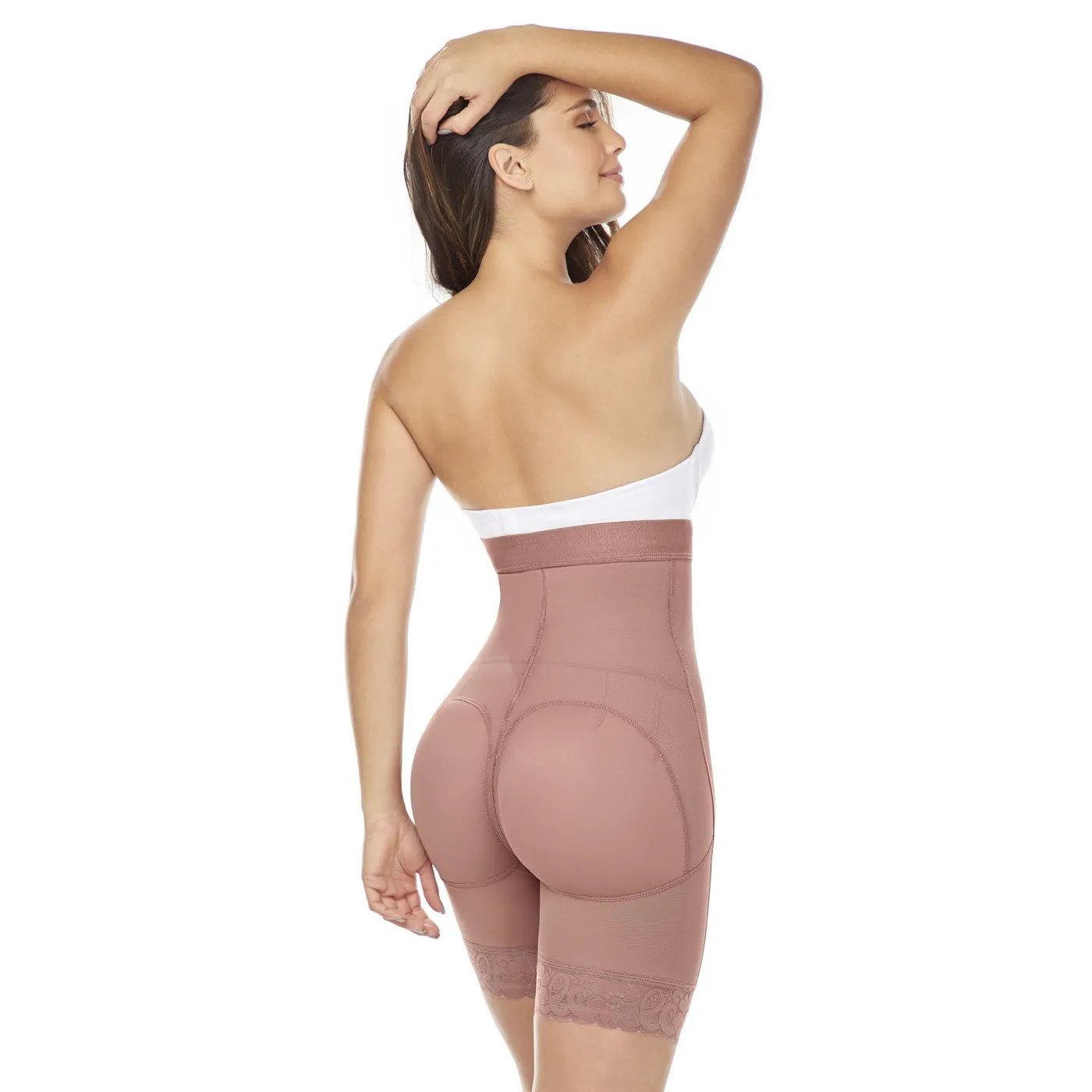 Fajas MariaE FC304 Colombian Daily Use Mid-Thigh Strapless Faja Shapewear Bodysuit | Powernet