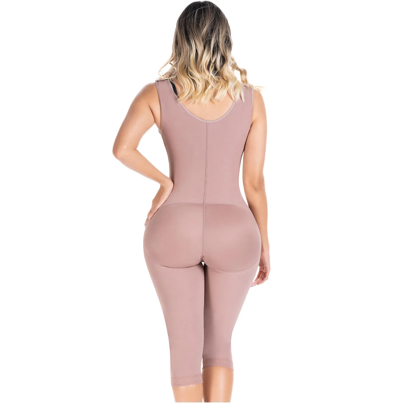Fajas Sonryse 014ZL | Colombian Shapewear Knee Length | Body Shaper Built-in bra & High Back | Daily Use Girdle
