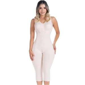 Fajas Sonryse 014ZL | Colombian Shapewear Knee Length | Body Shaper Built-in bra & High Back | Daily Use Girdle
