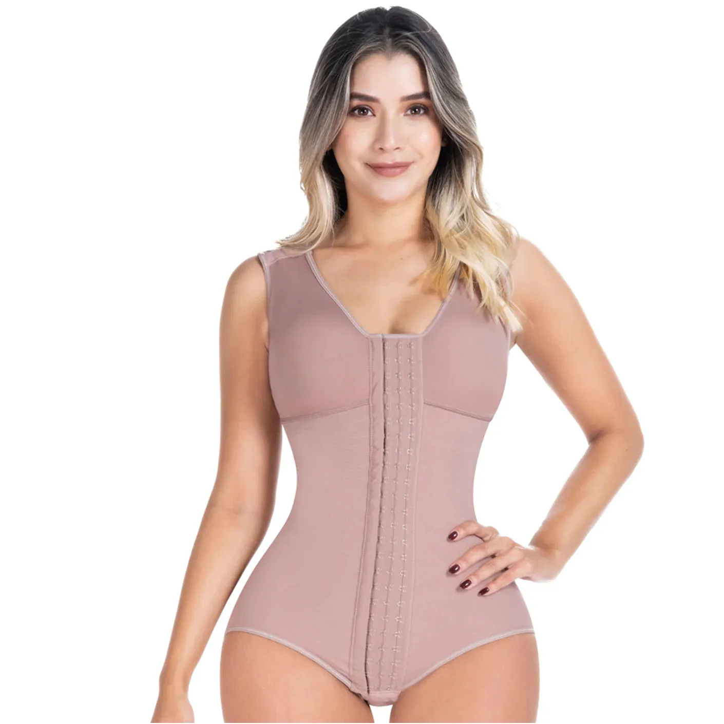 Fajas Sonryse 056BF | Colombian Postpartum Shapewear Bodysuit with Built-in Bra