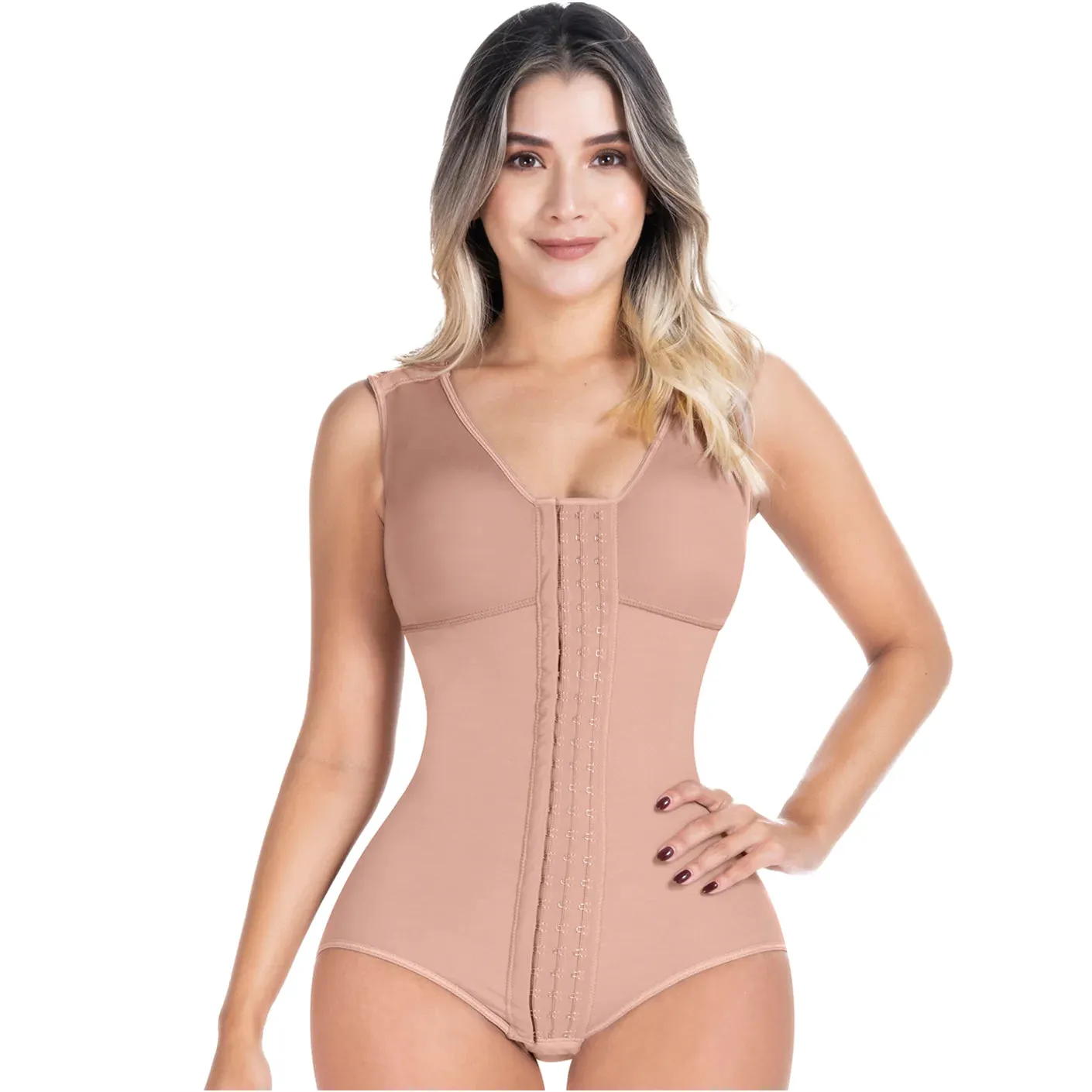 Fajas Sonryse 056BF | Colombian Postpartum Shapewear Bodysuit with Built-in Bra