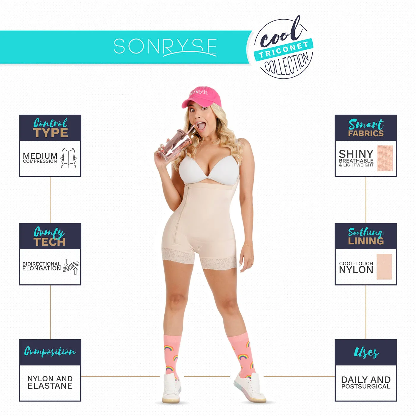 Fajas Sonryse TR52 | Stage 1 Liposuction Compression Garment | Colombian Butt Lifter Shapewear for Women | Triconet