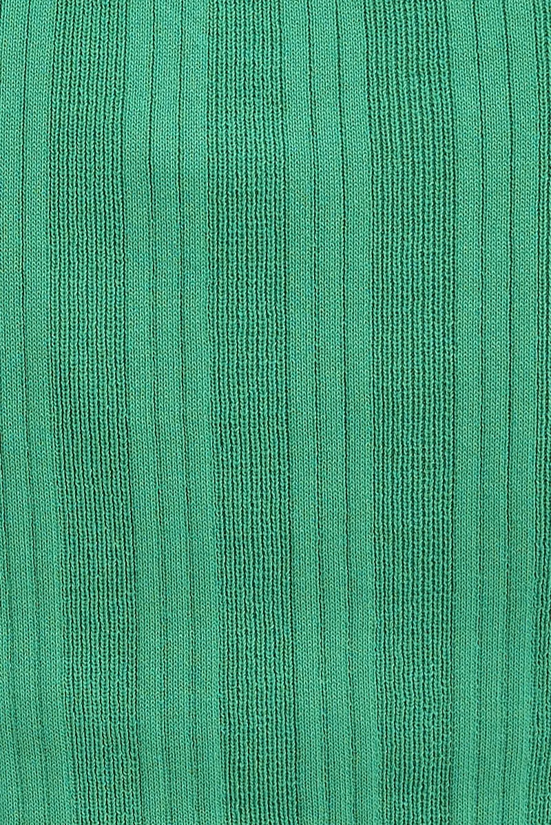 Green Long Sleeve Rib Knit Cardigan