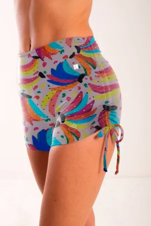 High Waist Side String Shorts, Carnaval Bananas