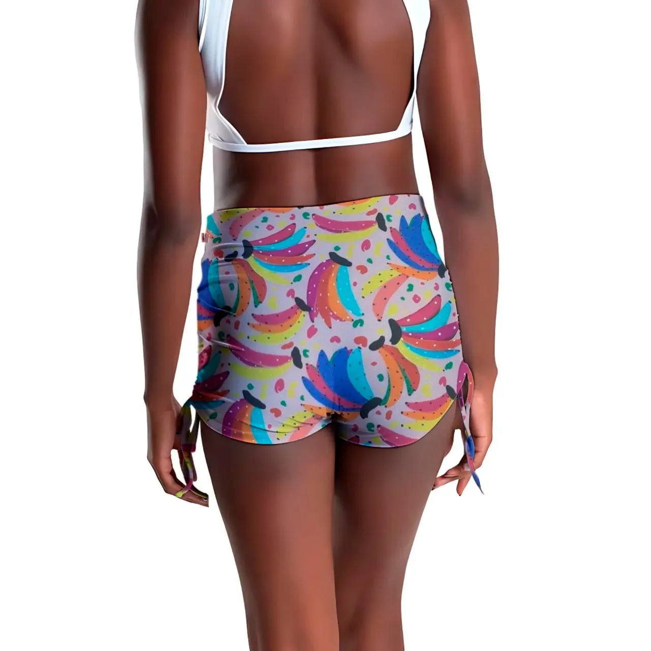High Waist Side String Shorts, Carnaval Bananas