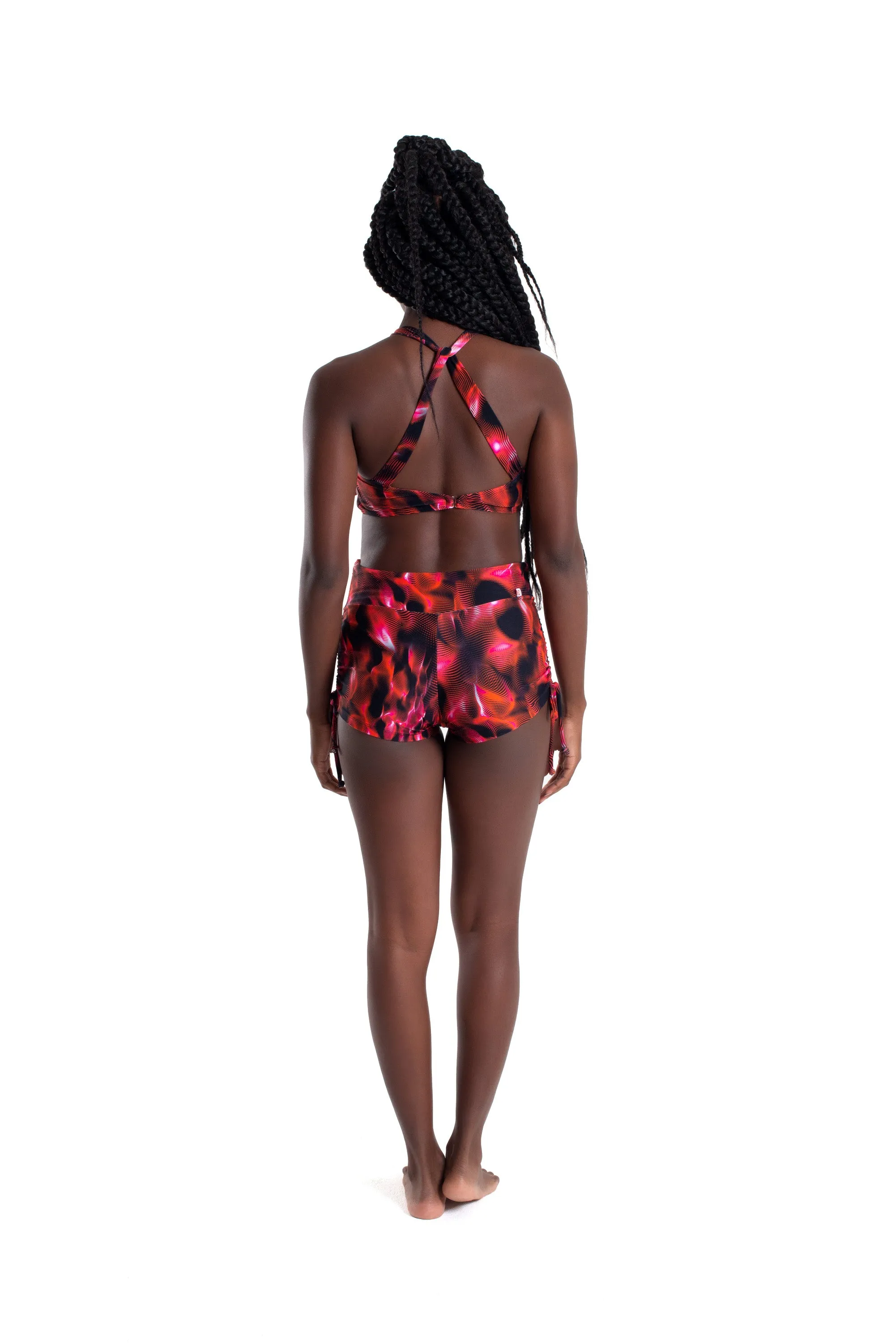 High Waist Side String Shorts, Fire Flair, Cool Form Light