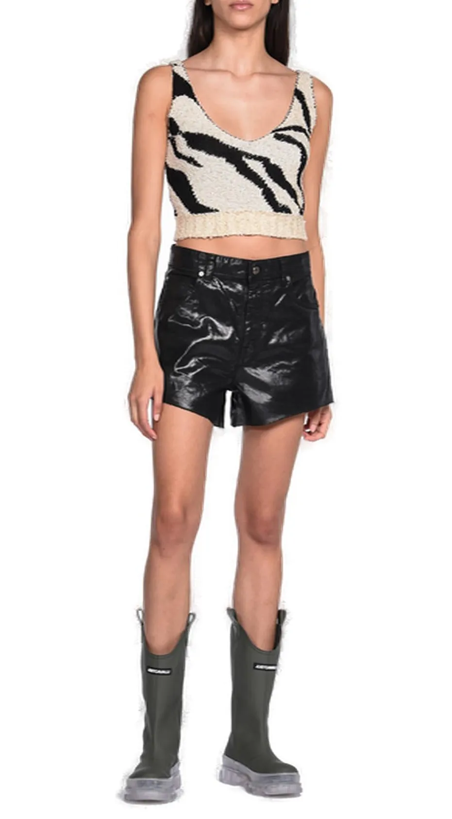 Just Cavalli Coated High Waist Shorts