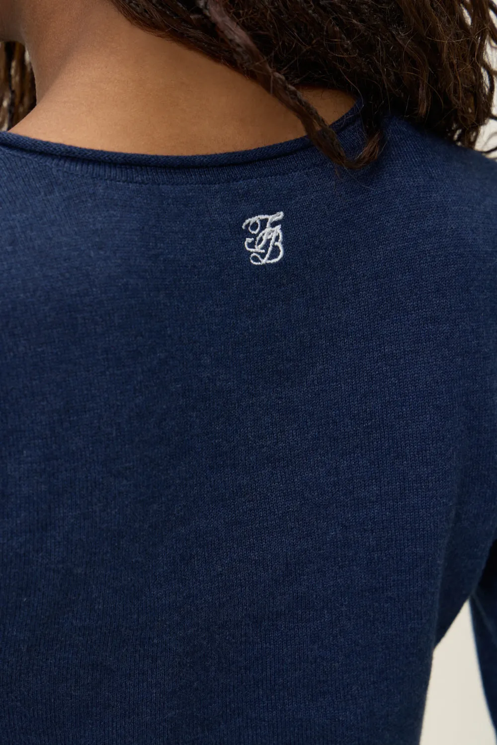 Kennedy Cotton Knit Sweater - Deep Sea Blue