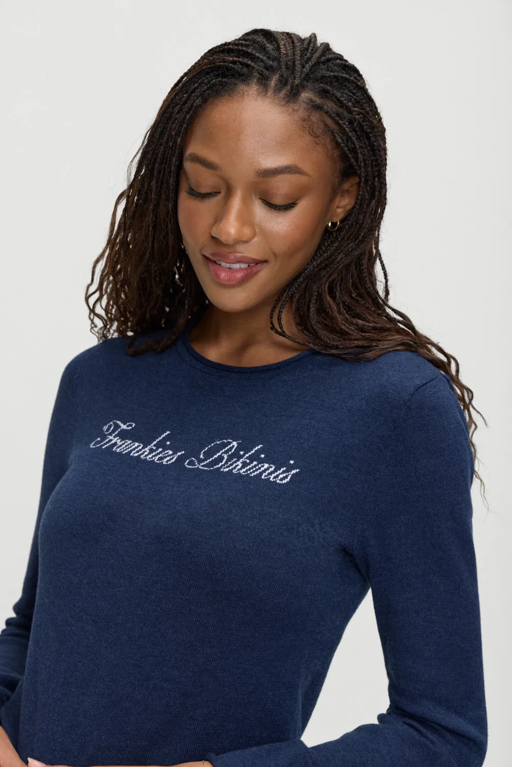 Kennedy Cotton Knit Sweater - Deep Sea Blue