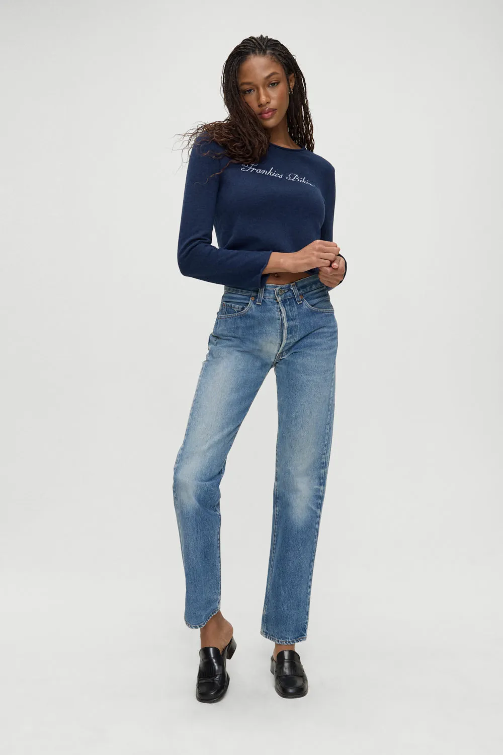 Kennedy Cotton Knit Sweater - Deep Sea Blue