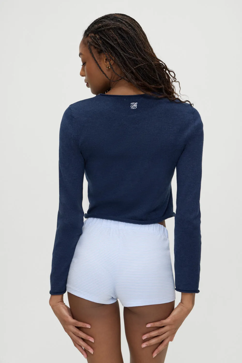 Kennedy Cotton Knit Sweater - Deep Sea Blue
