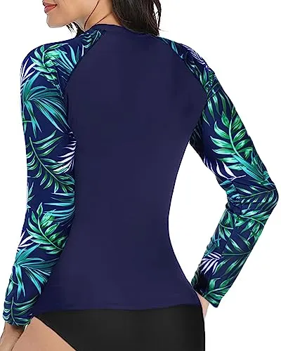 Long Sleeve Crew Neck Swimwear Tops