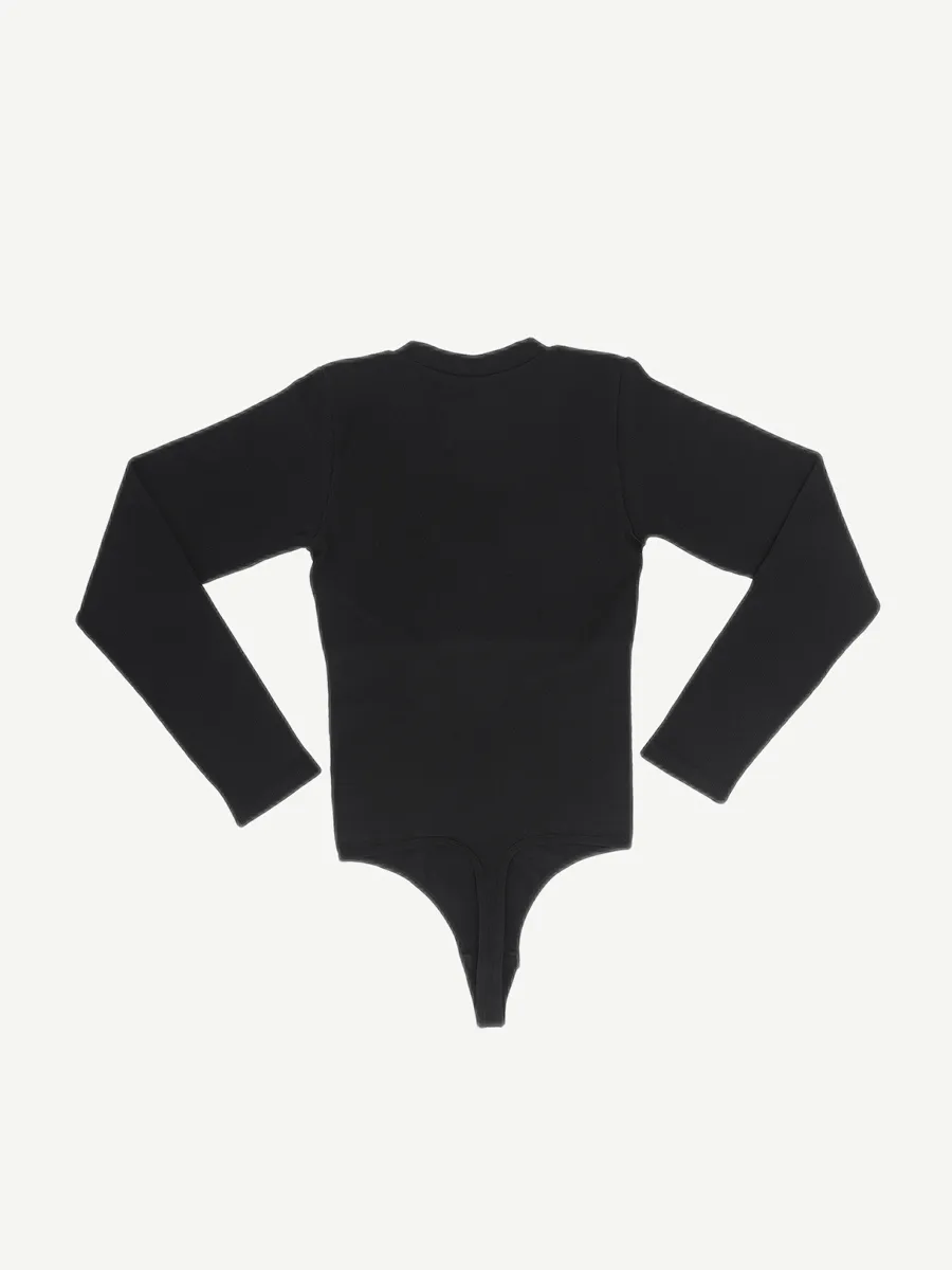 Long Sleeved V-neck Waist Shaping Tummy Control Seamless Bodysuit