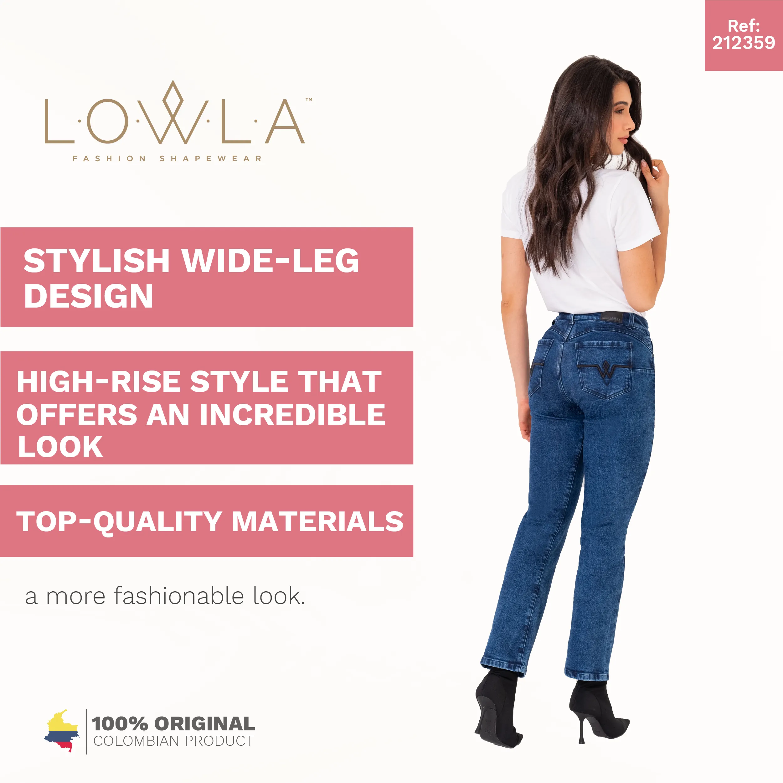 LOWLA 212359 | Regular Rise Butt Lift Straight Colombian Mom Jeans for Women
