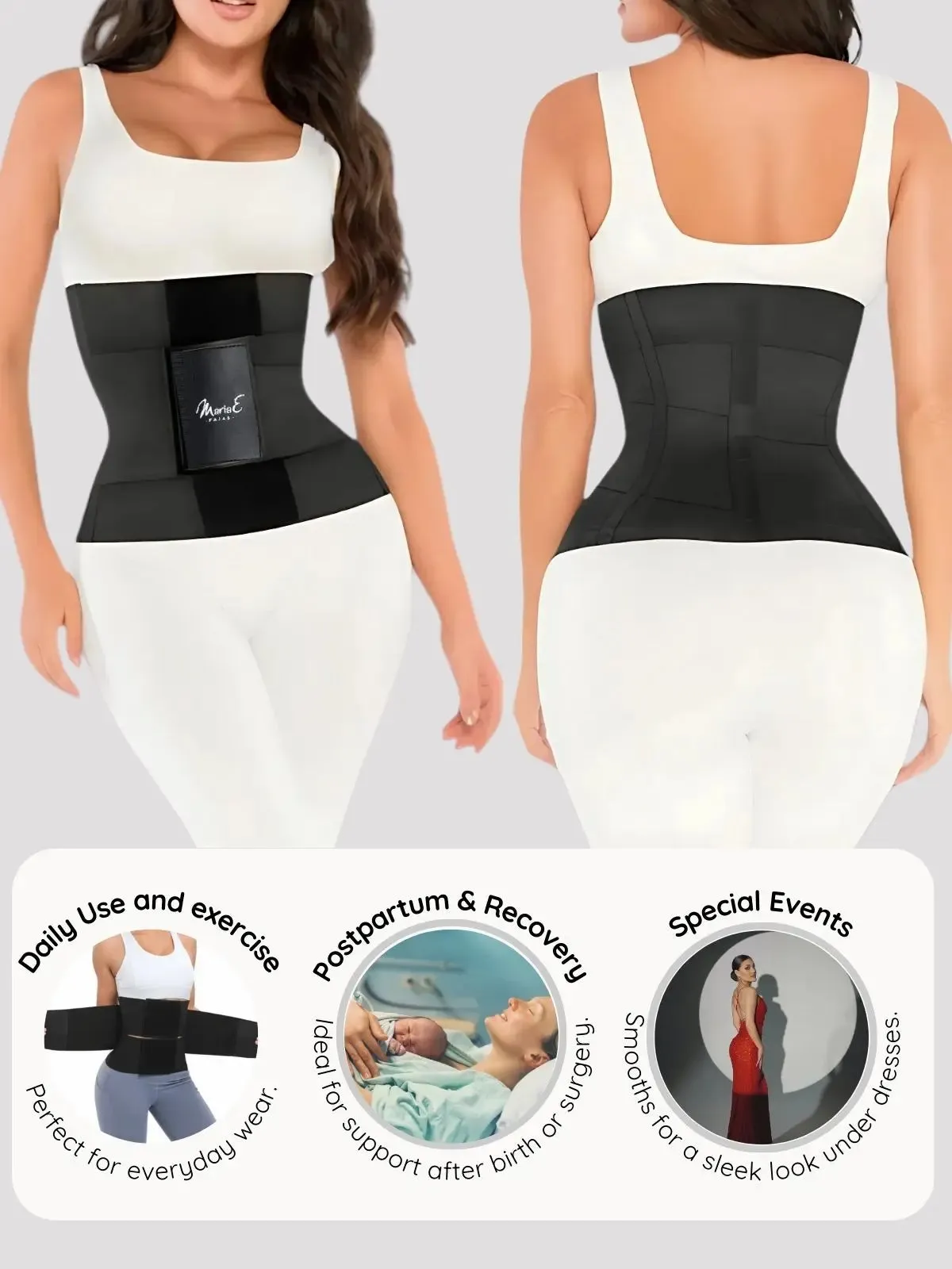 Maria E Triple-Strap Adjustable Waist Trainer – For Workouts & Everyday Shaping
