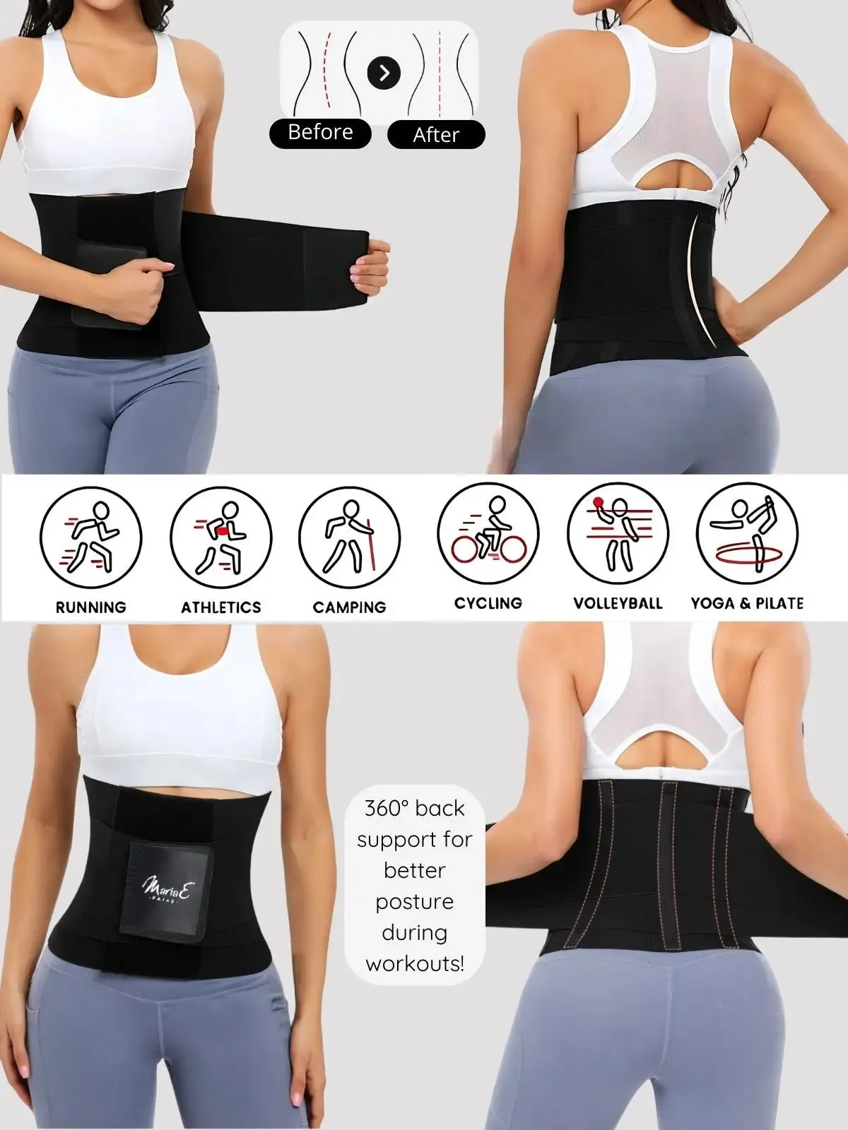 Maria E Triple-Strap Adjustable Waist Trainer – For Workouts & Everyday Shaping