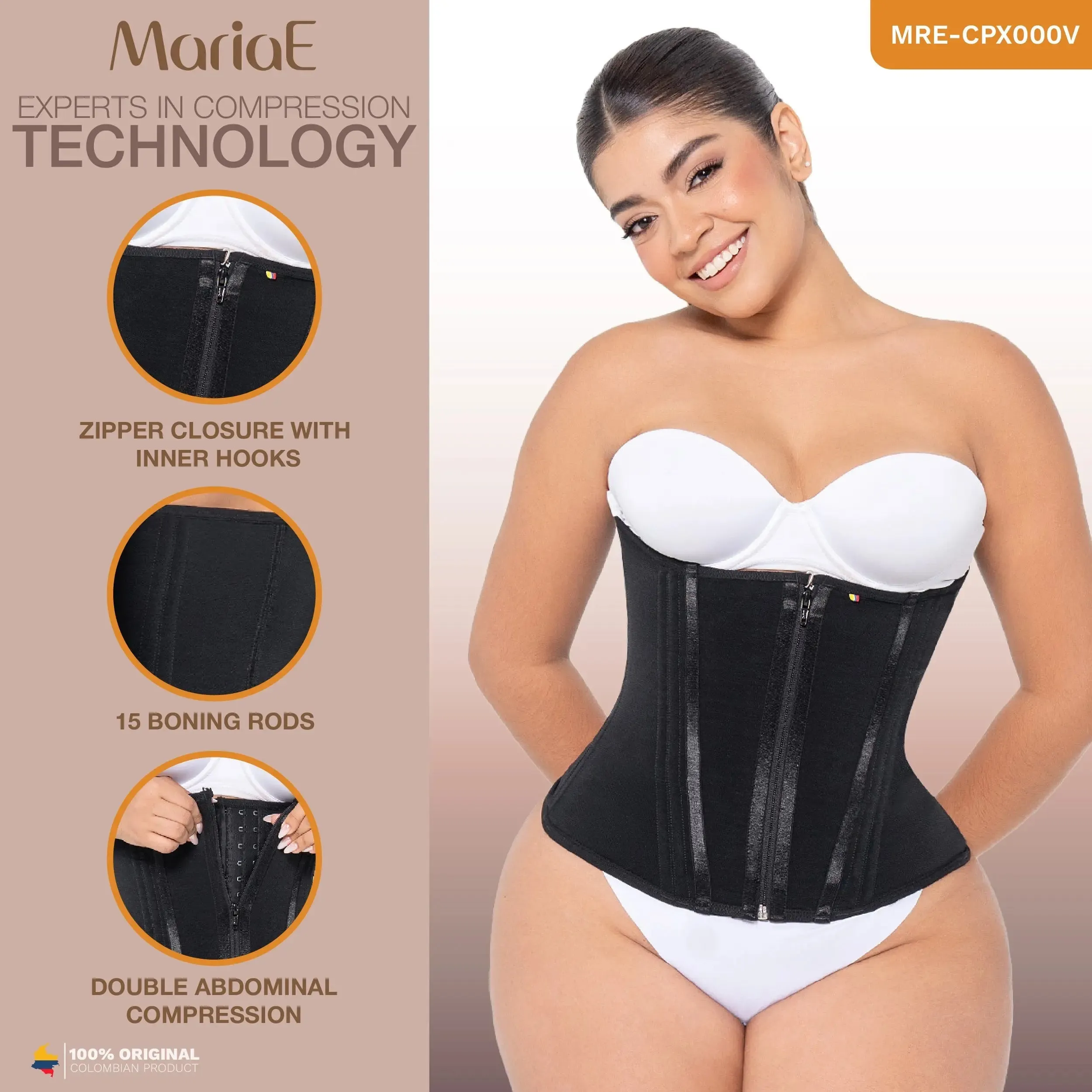MARIAE CPX000V Fajas Colombianas – Waist Cincher for Women | High Compression Corset for Daily Use