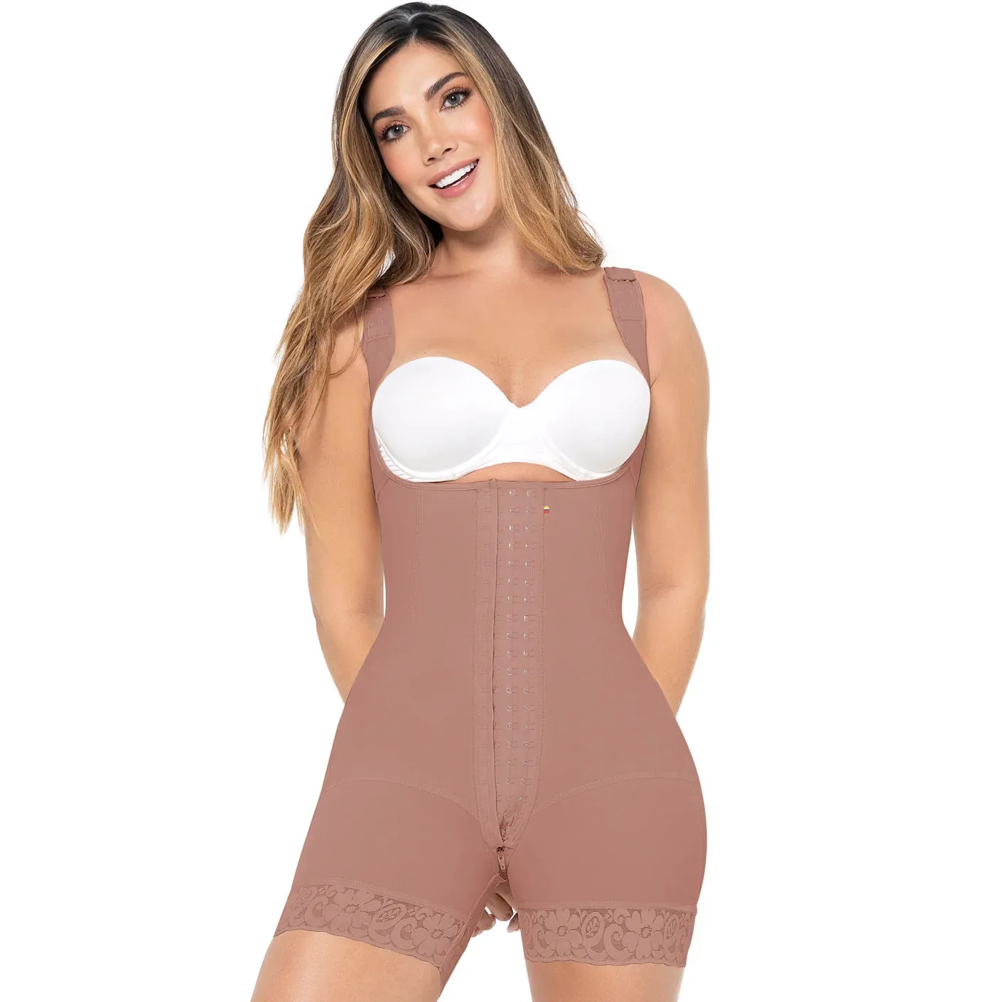 MARIAE FPT5530 Stage 2 Faja Colombiana Post Surgery High Compression Garment Mid Thigh & Open Bust w/ Wide Straps | FQ105