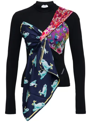 Marine Serre Scarf-Detail Long-Sleeve Top