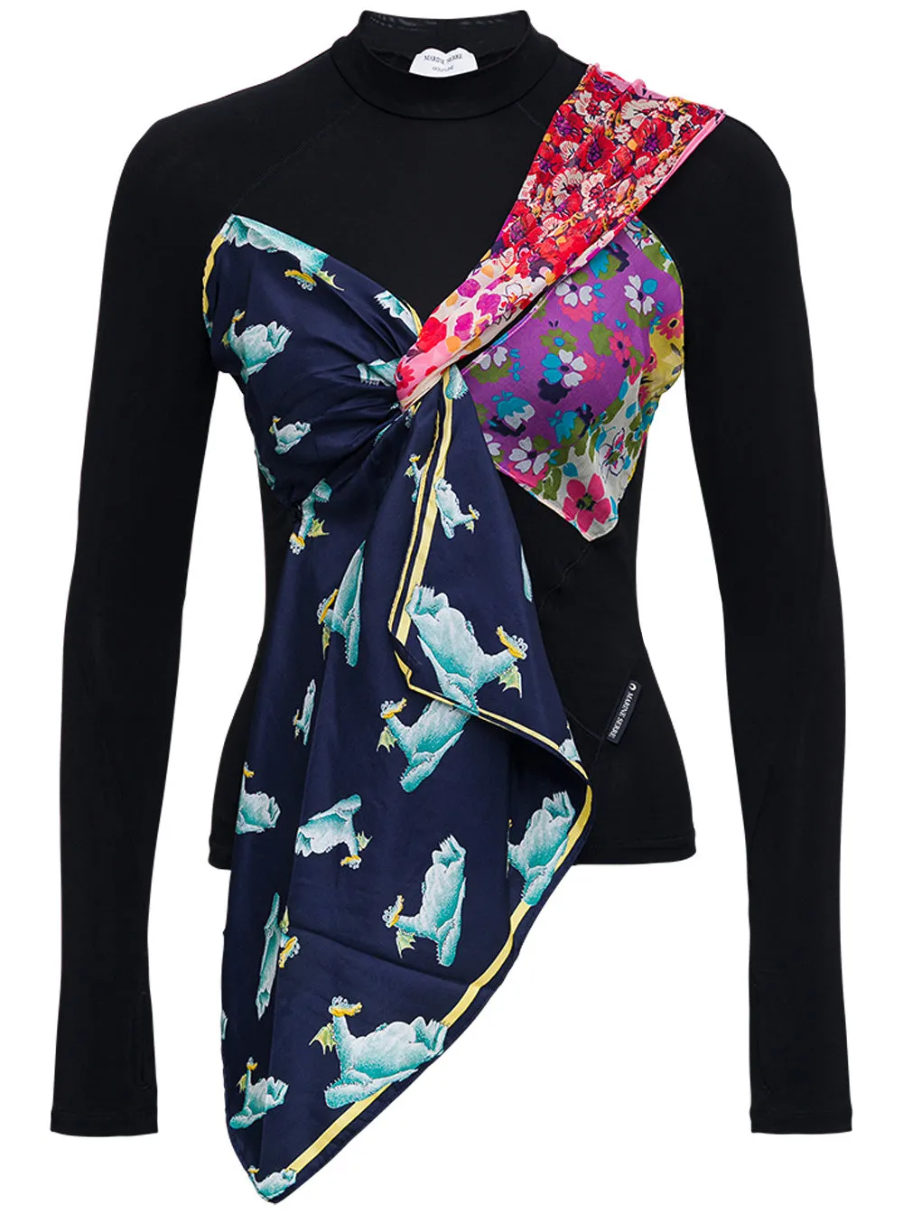 Marine Serre Scarf-Detail Long-Sleeve Top