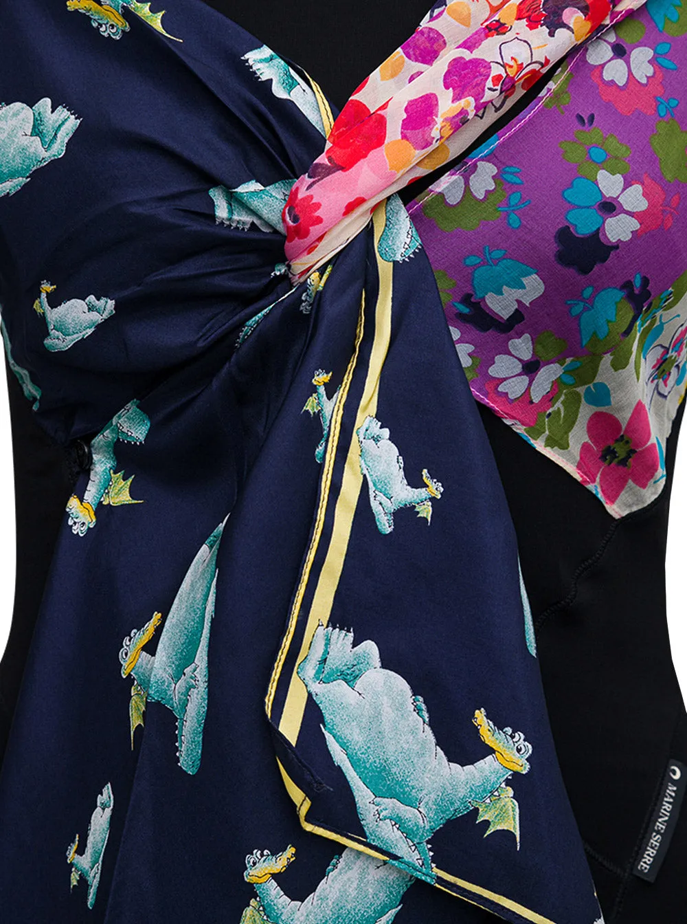 Marine Serre Scarf-Detail Long-Sleeve Top