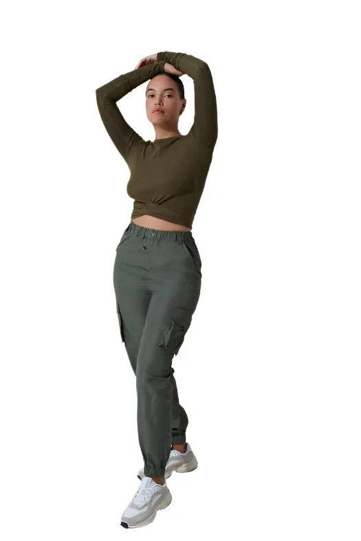Noli Wrap Top Rib Olive