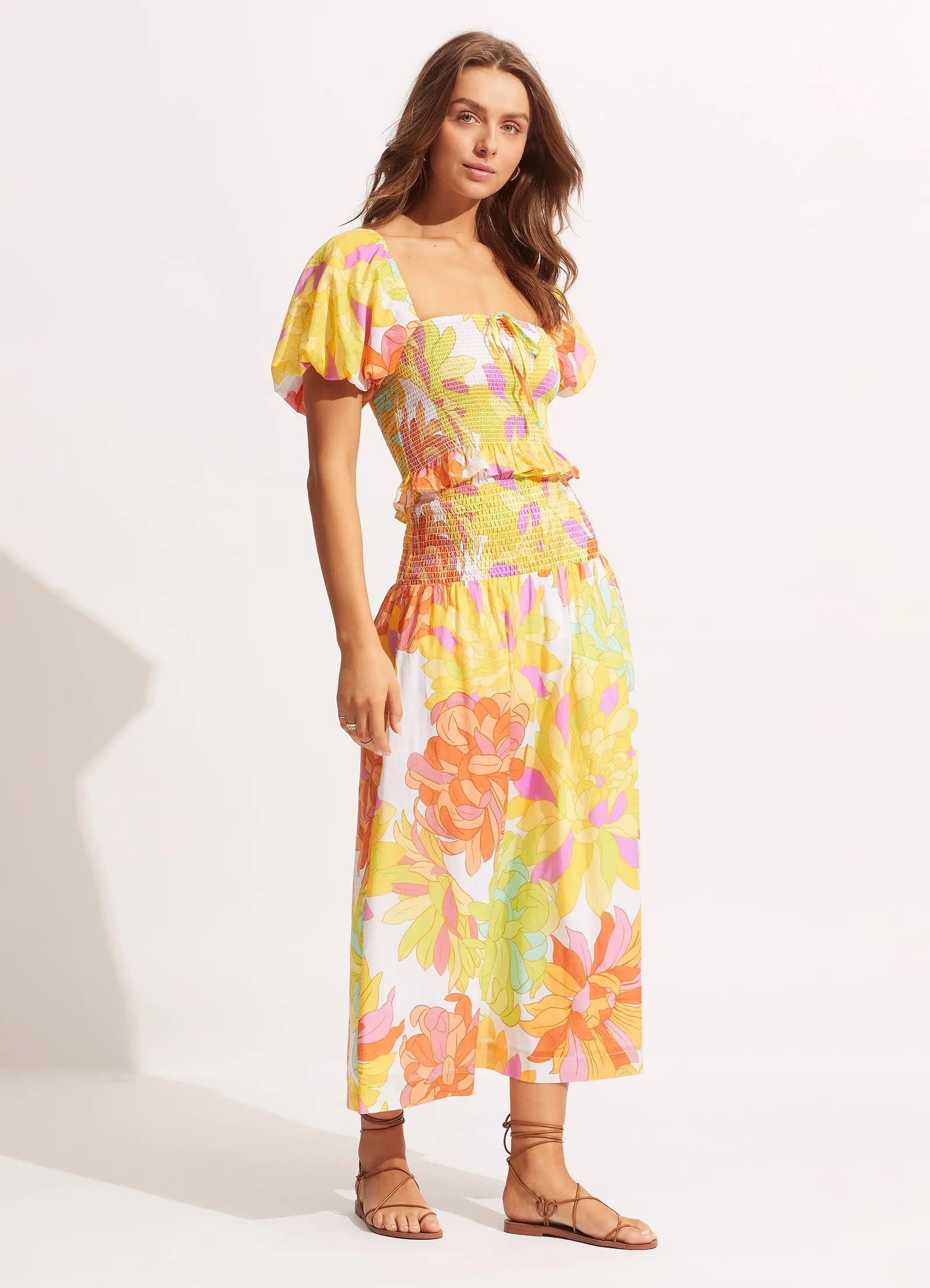 Palm Springs Shirring Top - Lime Light