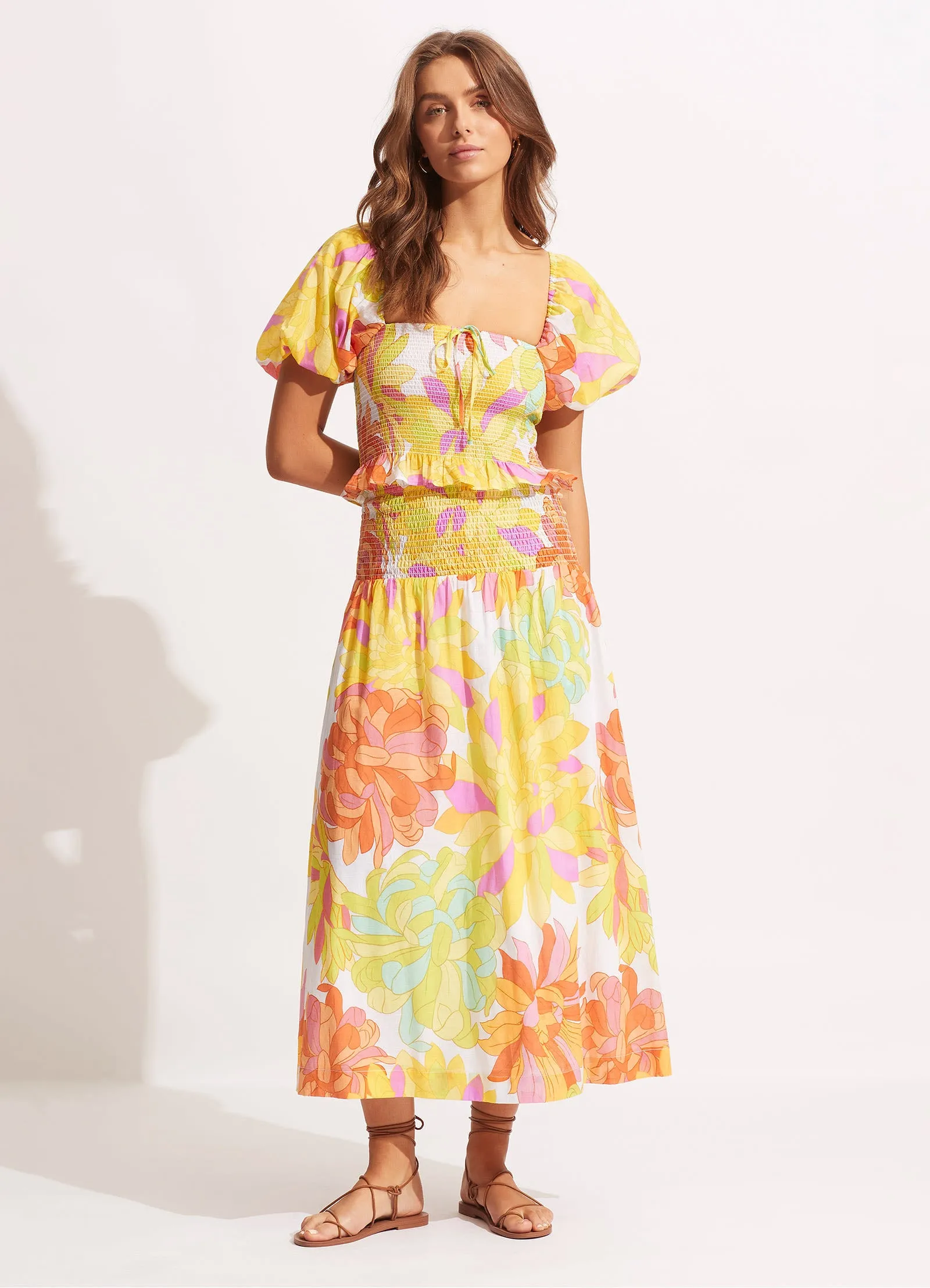 Palm Springs Shirring Top - Lime Light